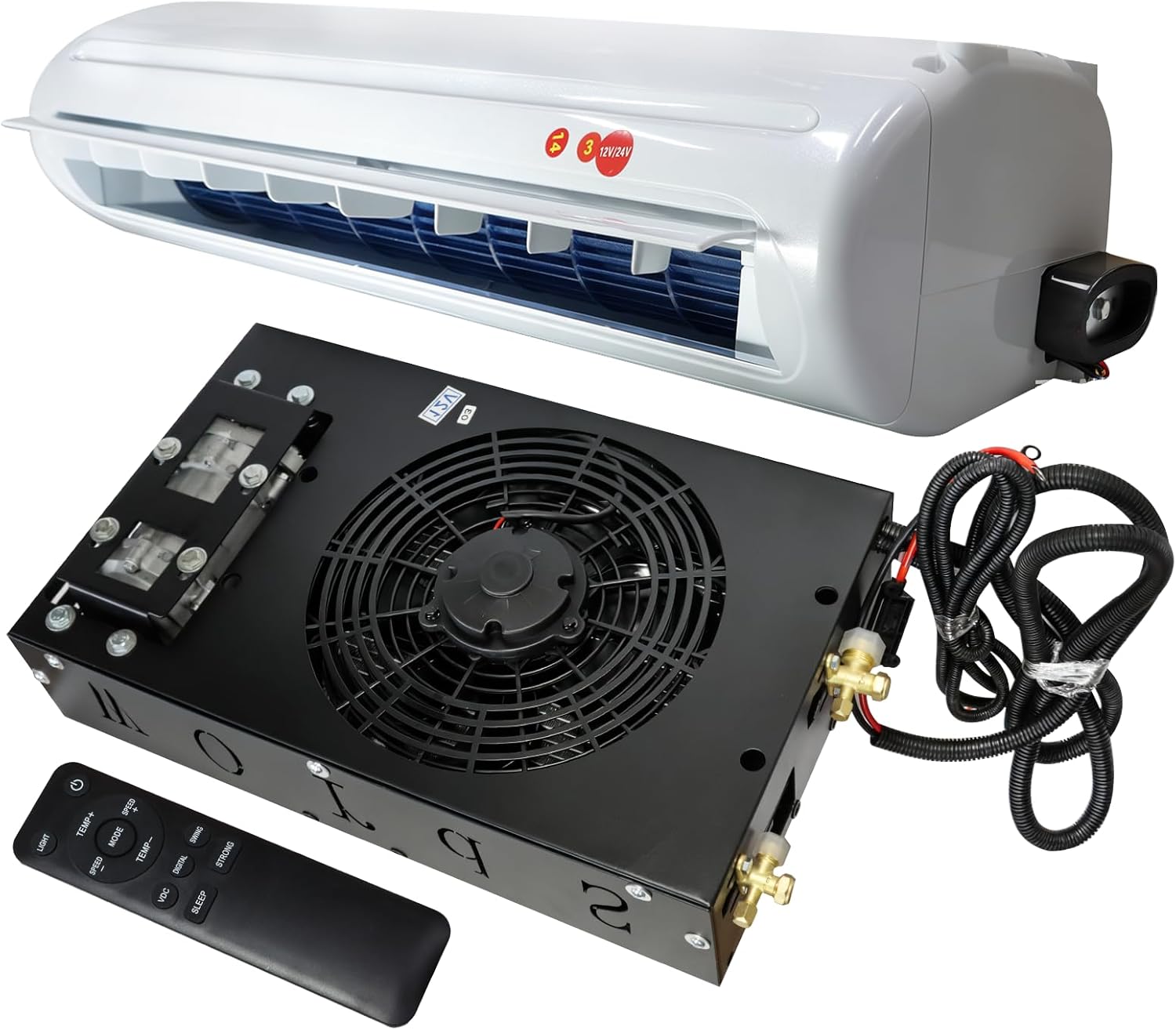 Universal 24V Air Conditioner Hidden Underbody RV Air Conditioner/DC silent air conditioner, suitable for trailers, campers, trucks, vans, RVs, construction vehicles, vans, etc (Model: 680, 24V)