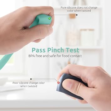 U-Taste Skinny Silicone Jar Spatula: 600oF Heat-Resistant Food-Grade 10in Long Narrow Sourdough Stirring Stick, Seamless Flexible Peanut Butter Spreader for Scraping Icing Bread Cream, Jam (Aqua Sky)