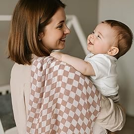 GLLQUEN BABY Receiving Blanket Boy Cotton Muslin Swaddle Blankets Girl Newborn Squares Breathable & Soft Thin Baby Blankets Cloths Double Absorbent Infant Swaddling Wrap - 6 Pack (Christmas Bear)