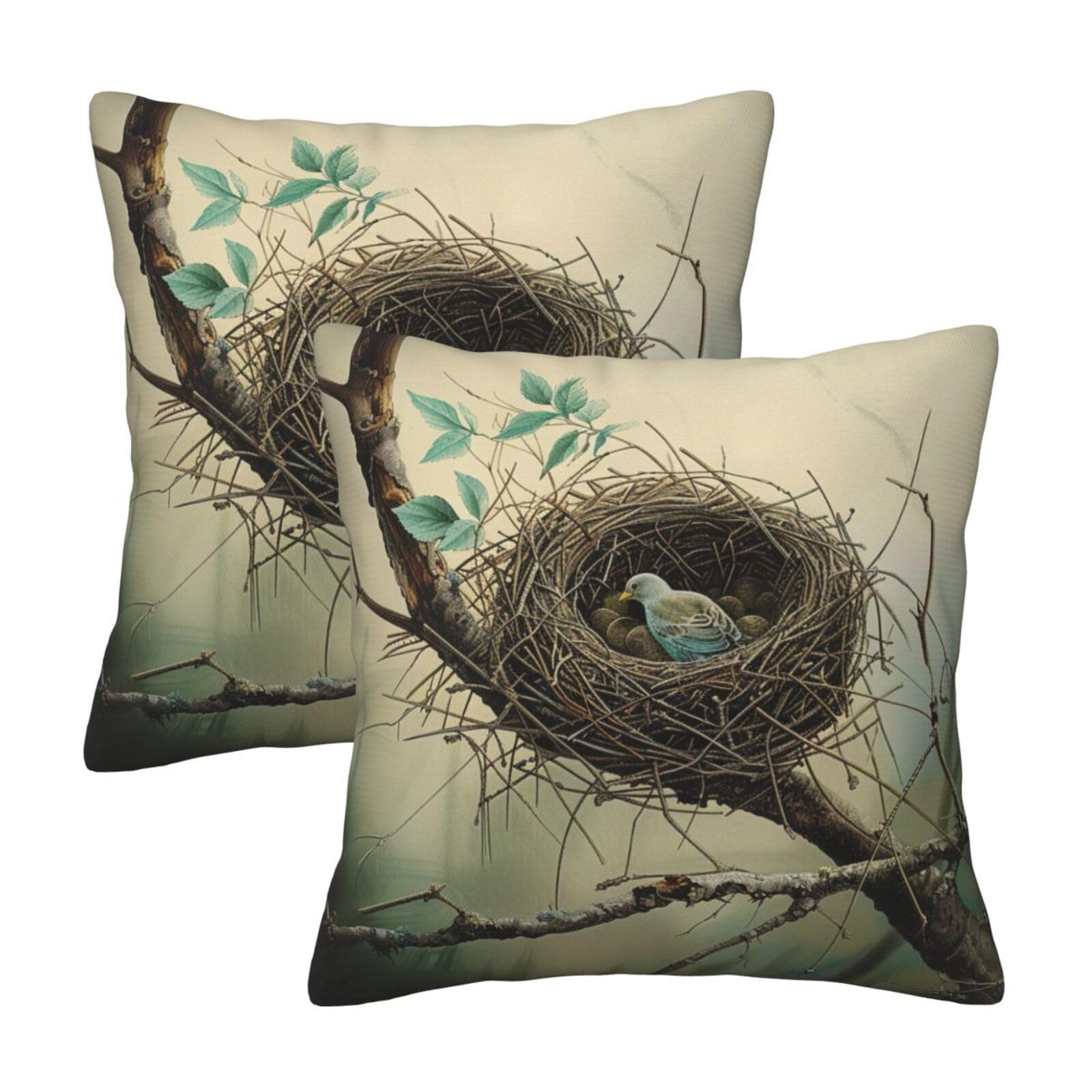 kkvhhyuo outdoor bird home Print Pillow Covers Set of 2, Square Decorative Cushion Covers with Hidden Zipper, Throw Pillow Cases for Living Room Sofa Bed Chair, 45x45 cm