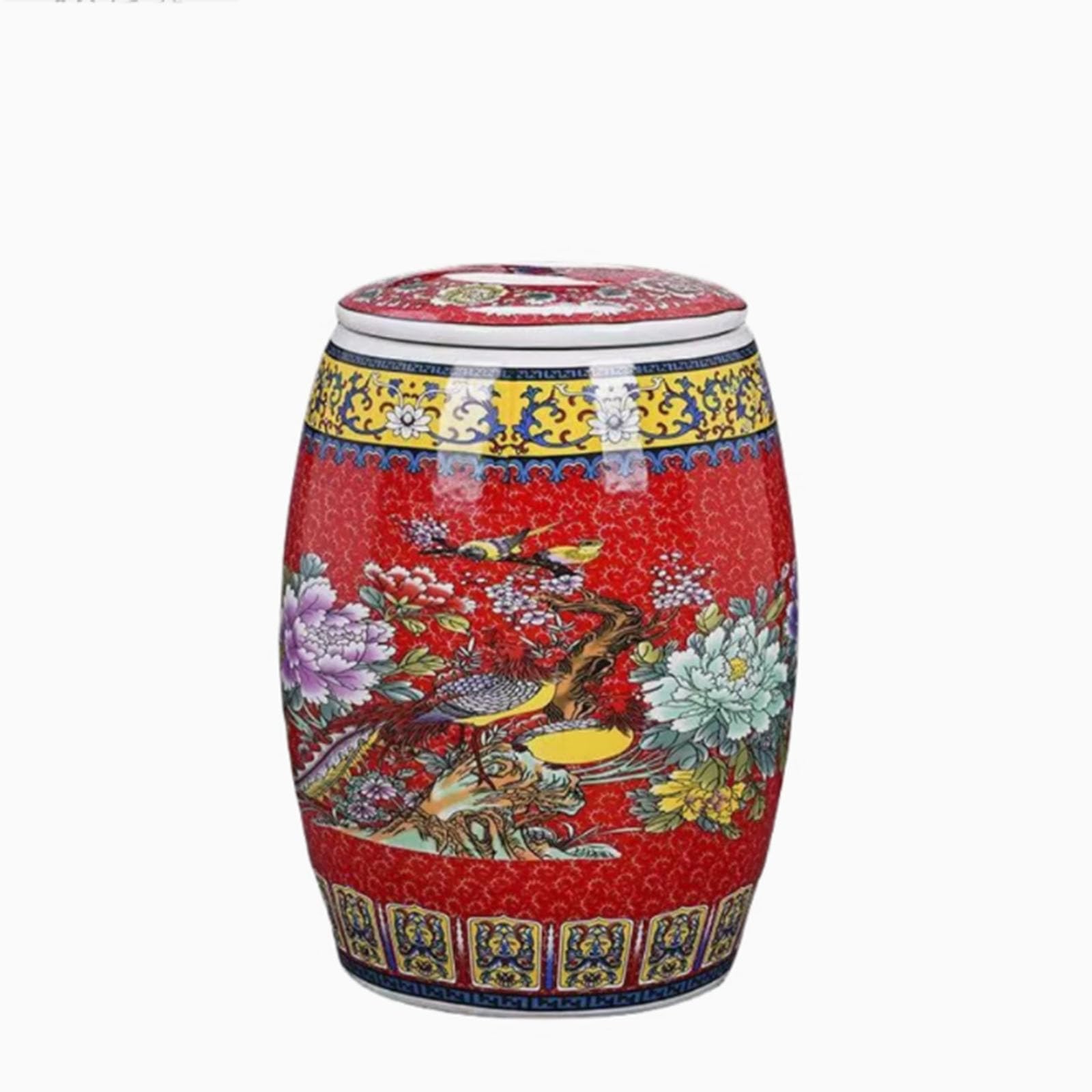 IXTREGZJKM Sealed Food Storage Jar With Lid, Rice Storage Container, Flour Barrel, Chinese Rice Jar, Classic Vintage Rice Barrel, Oatmeal Container, Cereal Dispenser, Sealed Ceramic Rice Box B 25KG