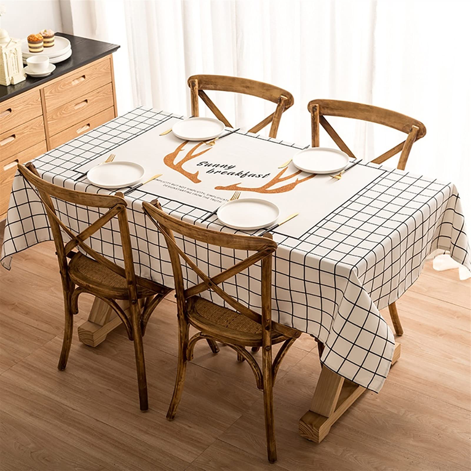 XQLSRJ Elegant And Luxurious Home Table Cloth Spillproof And Wahable Gingham Tablecloth For Outdoor Picnic, Kitchen And Holiday Dinner, 4 Colors (Color : B, Size : 140 * 180cm)