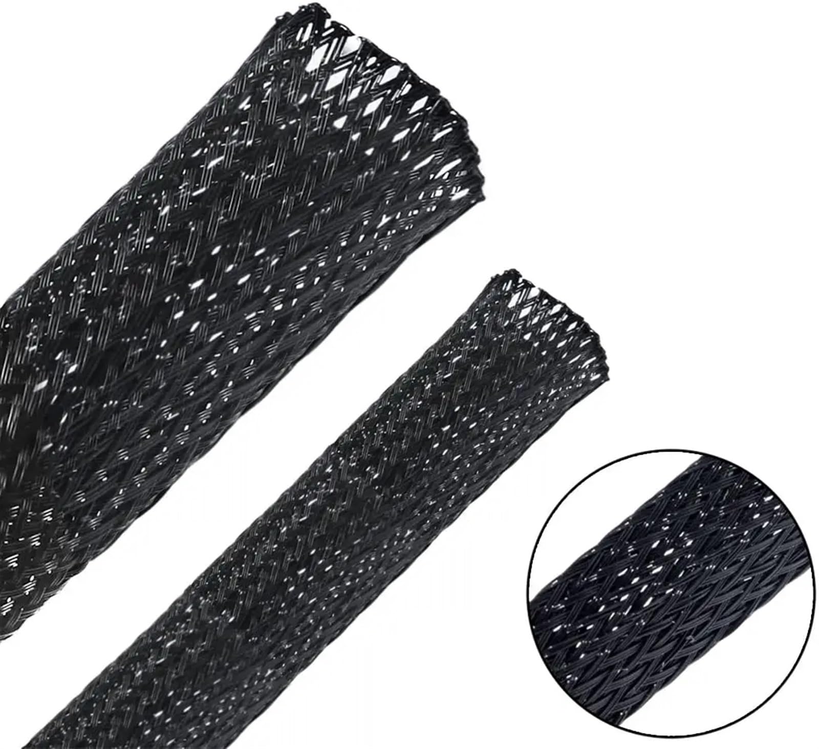 Organizador Cables Funda de Cable Negro Pet Longitud 1/3/5/50/100M Funda Trenzada aislada Cable de protección de línea de Datos Tubo de Nailon ignífugo(10 Meter,100 mm)