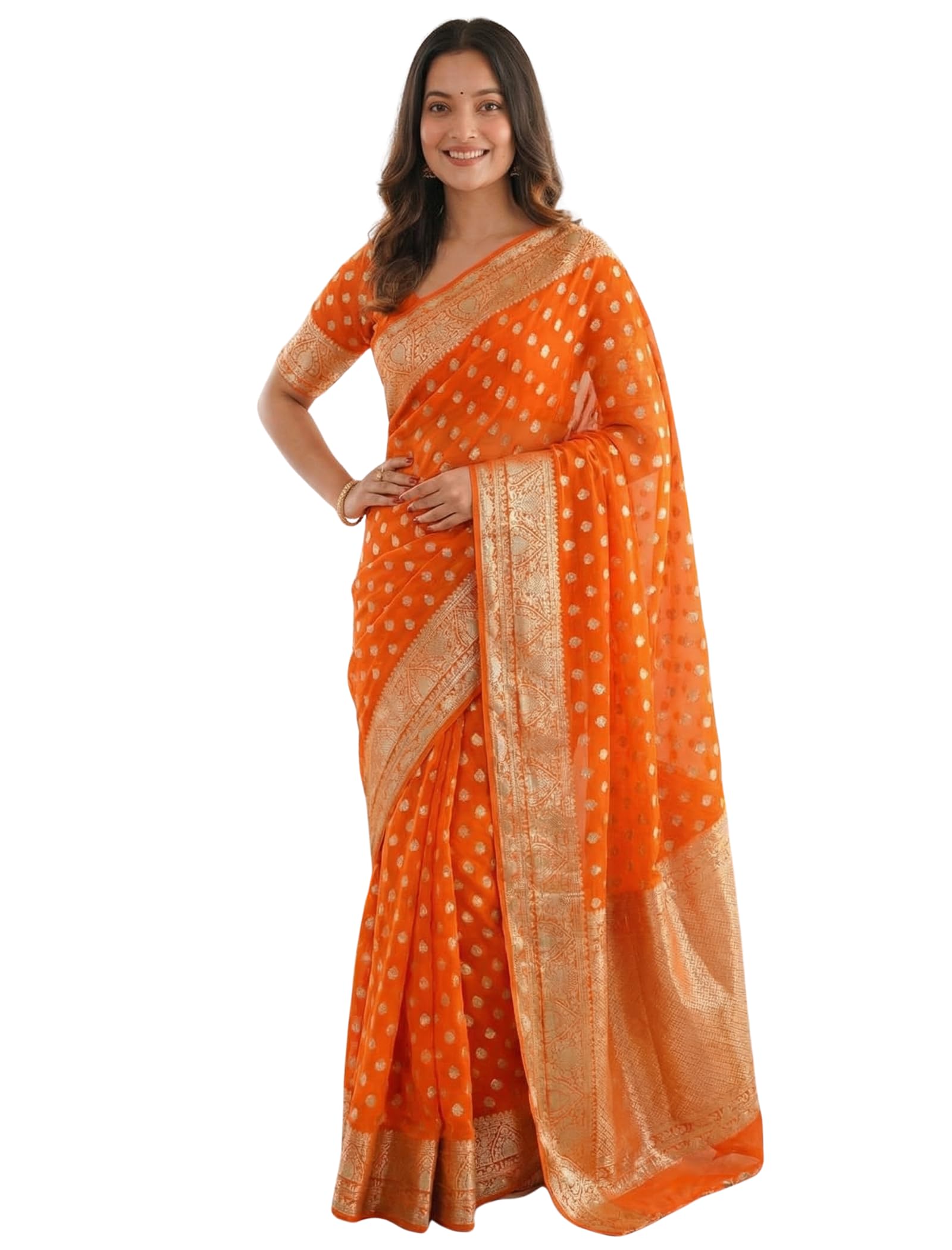 Women's Georgette Zari Woven Georgette Saree | Latest Saree Designs | Ethnic Saree for Women | Fashionable Sari Design-image-14