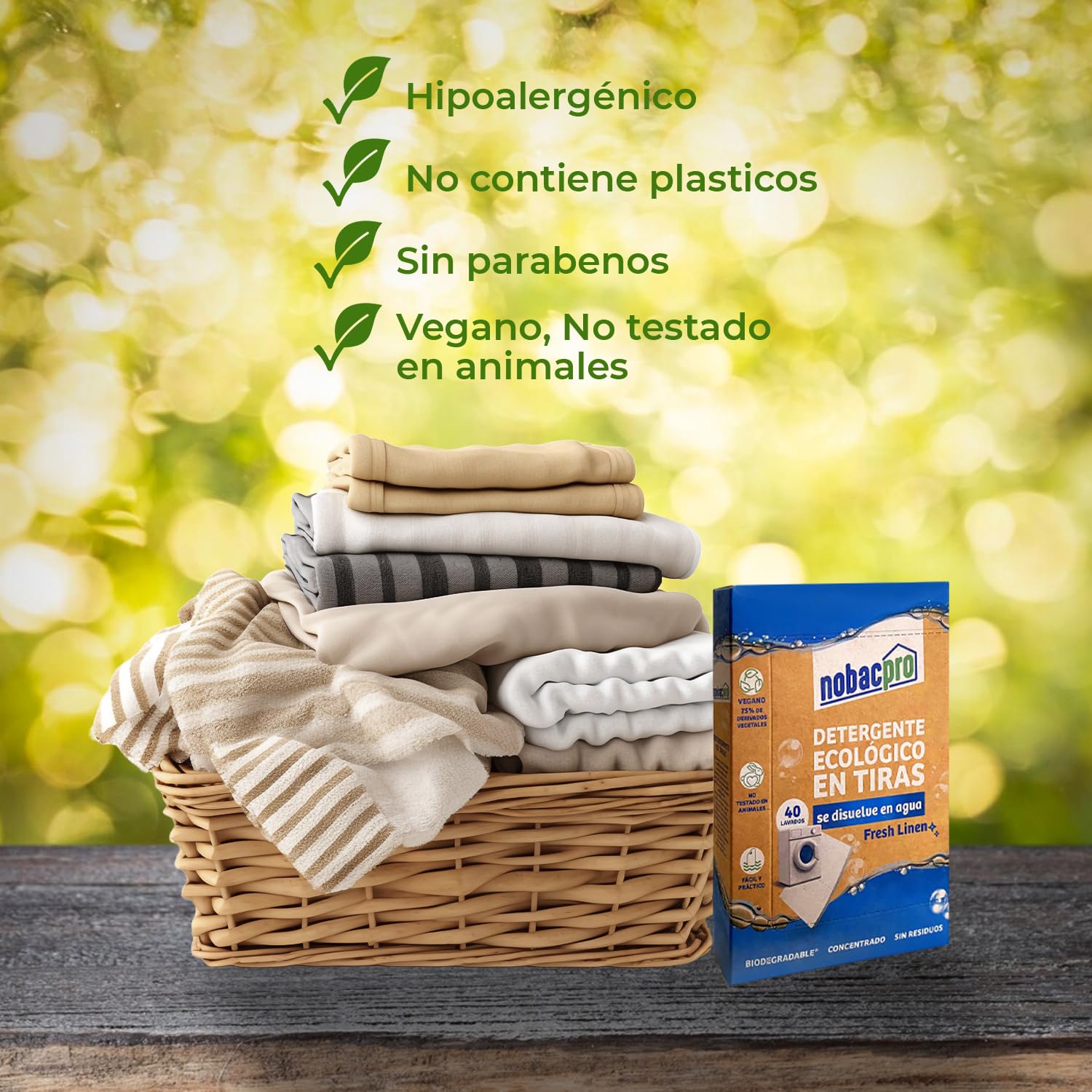 PACK Detergente en Tiras para Lavadora + Perlas Perfumadas para Ropa | 120 Lavados Tiras Fresh linen y 120 Lavados Perlas Clean cotton| Ecológico | Hipoalergénico | Vgano | sin plásticos