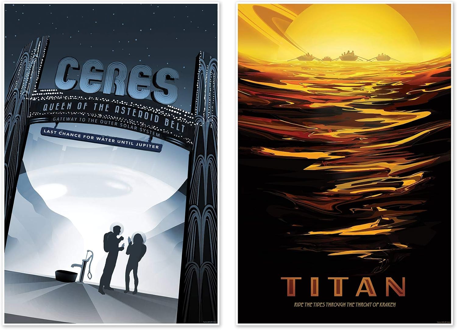 Antiguos Maps Complete Set of Sixteen (16) NASA Jet Propulsion Lab (JPL) Visions of the Future Space Travel Art Print Posters (24 x 36 inches)