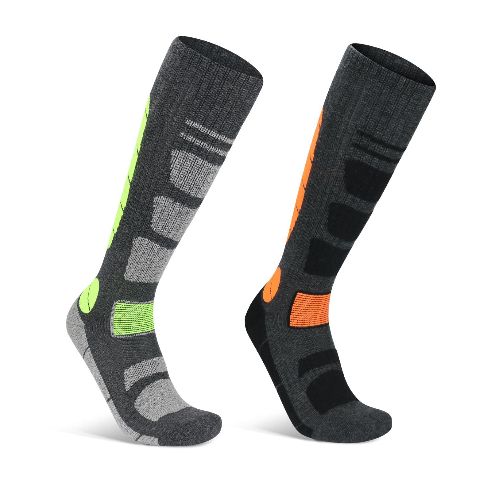 Smlper2 Pairs Merino Wool Ski Socks for Men,Winter Thermal Thick Knee High Sports Socks for Skiing Snowboarding Hunting Cycling