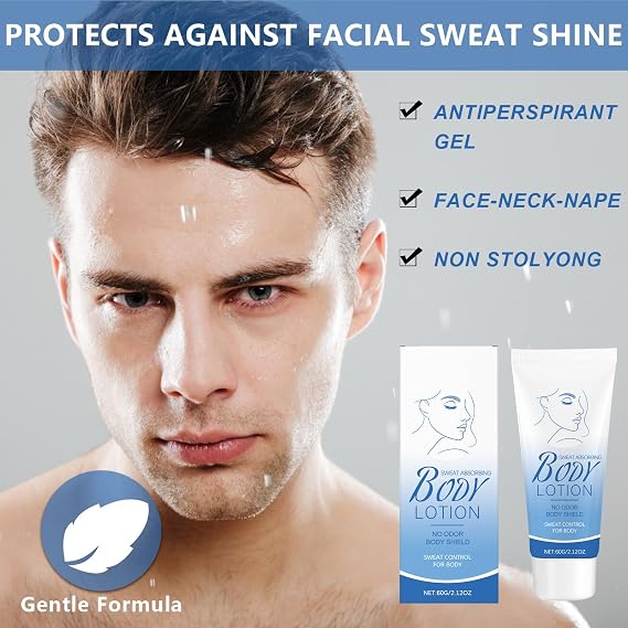 Face Antiperspirant, Face Sweat Blocker for Facial Perspiration, Sweat Absorbing Lotion, Oily Skin Control,Suitable for Men & Women (60ml, 2PCS)