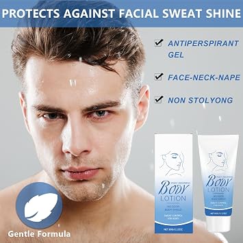 Face Antiperspirant, Face Sweat Blocker for Facial Perspiration, Sweat Absorbing Lotion, Oily Skin Control,Suitable for Men & Women (60ml, 2PCS)