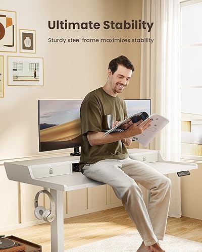 Miniatura 5 de ErGear - Escritorio eléctrico de pie con cajones, mesa de juego de 48" x 24" compatible con soporte para monitor, escritorios de pie, escritorio de