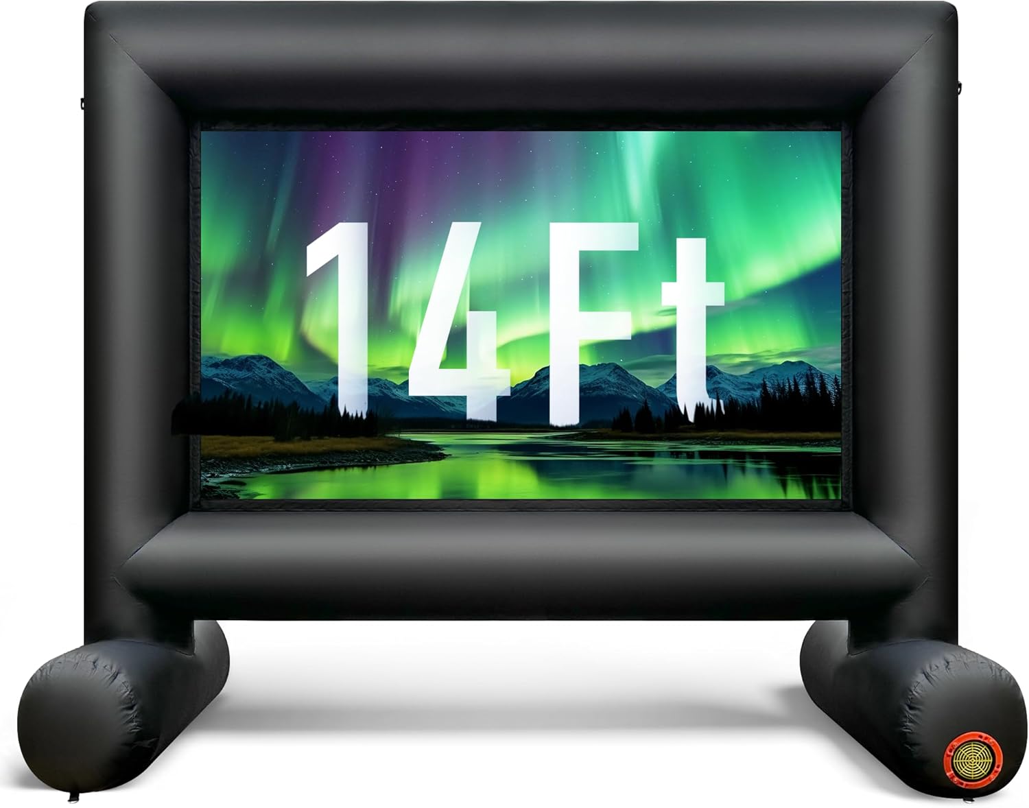 14Ft Outdoor Inflatable Movie Projector Screen with Built-in Fan Supports Front and Rear Projection, Blow Up Movie Screen for Party, Easy to Set Up