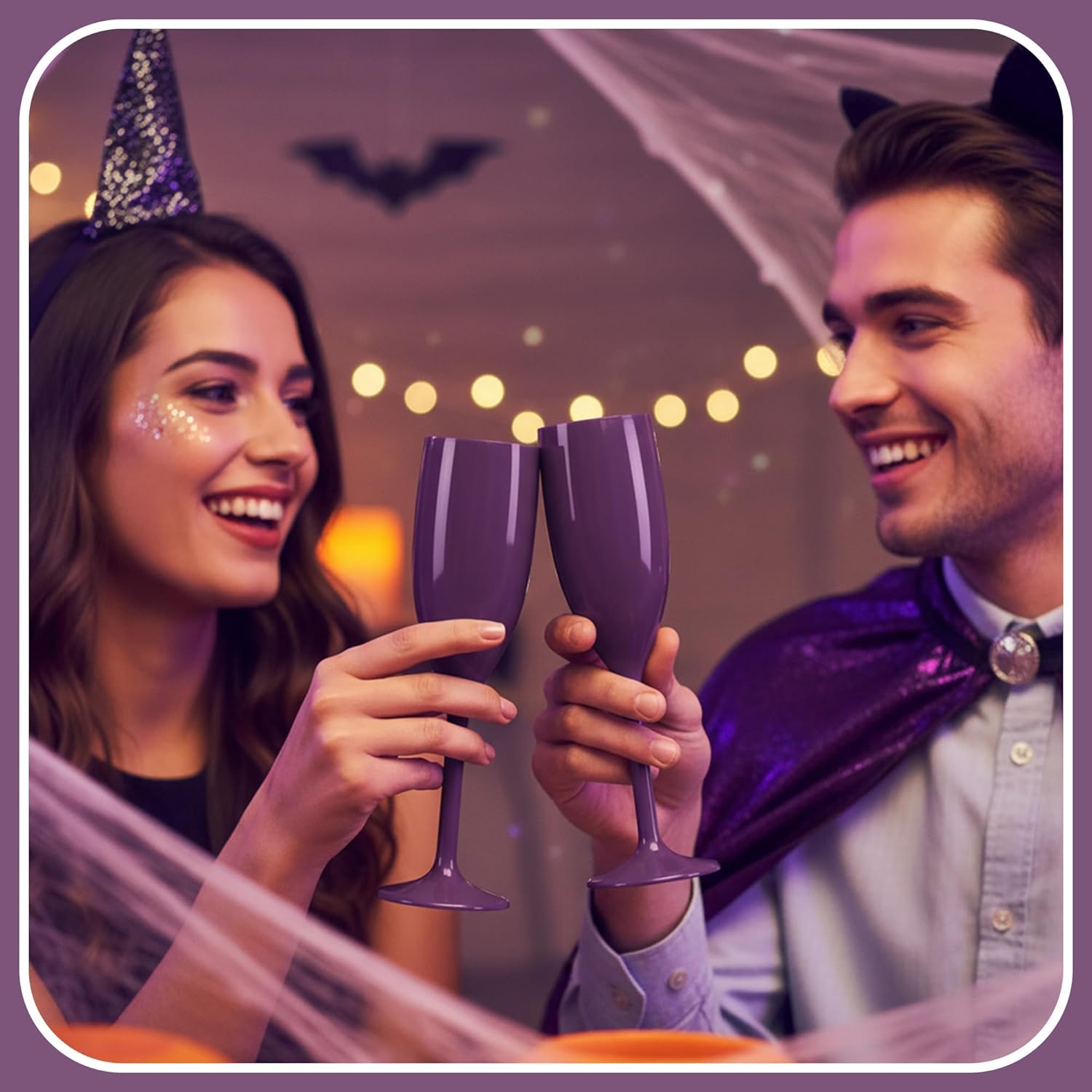 Plastic Champagne Flutes, Acrylic Glasses Goblets Cups Toasting Shatterproof Reusable Flute, for Valentine’s Day Wedding Party Mimosa Bar Anniversary Birthday (24, Dark Purple) - Image 6