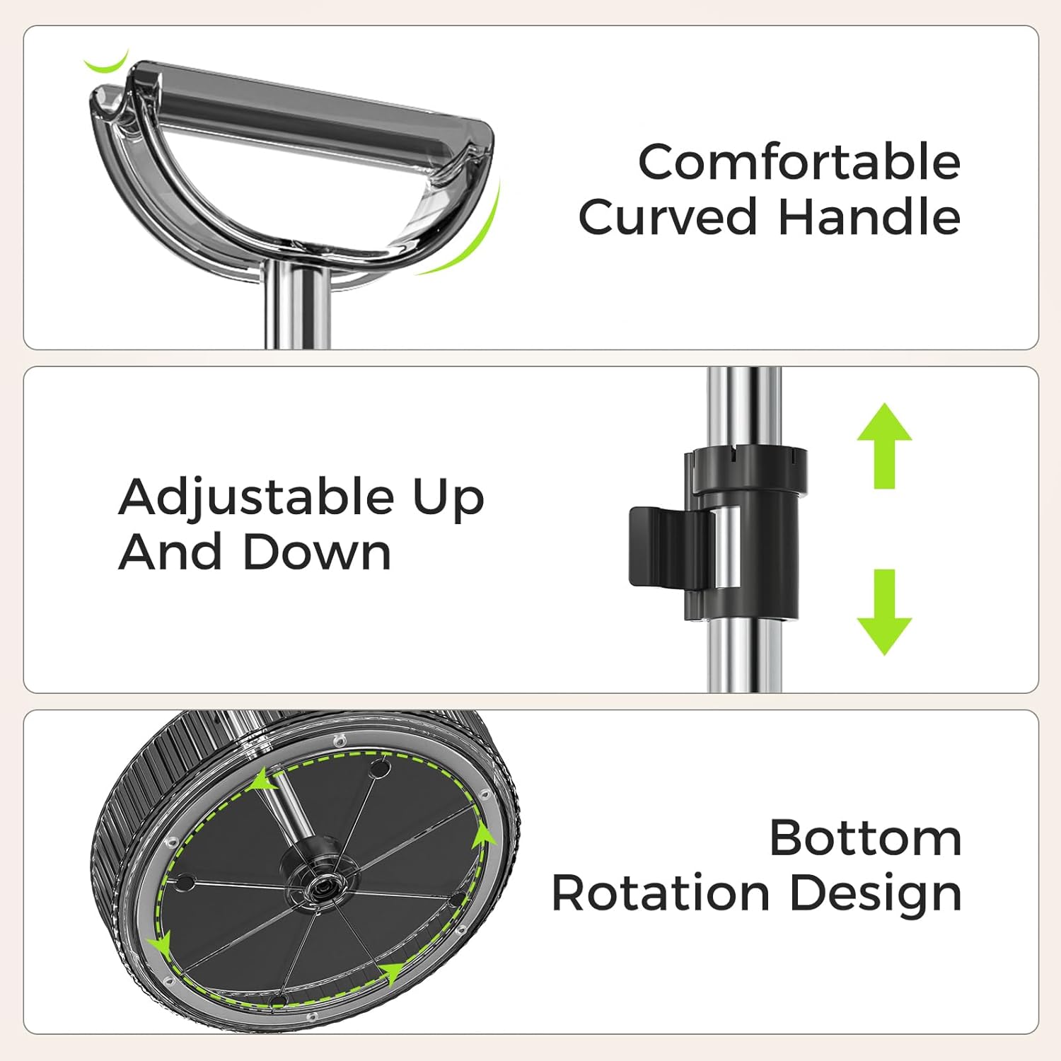 Lazy Susan Turntable Organizer, 2-Tier Rotating Spice Rack Organizer with Handle, 11.42'' Lazy Susan Organizer for Cabinet, Pantry, Countertop, Bathroom, Vanity, Height-Adjustable, Gray - Image 4