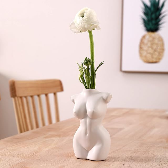Female Body Vase - Women's Anatomical Form Planter for Flowers, Plants - Decorative Modern Indoor Pot for Home, Office, Bedroom, Bathroom - Boho Chic Feminist Decor & Statue Sculpture