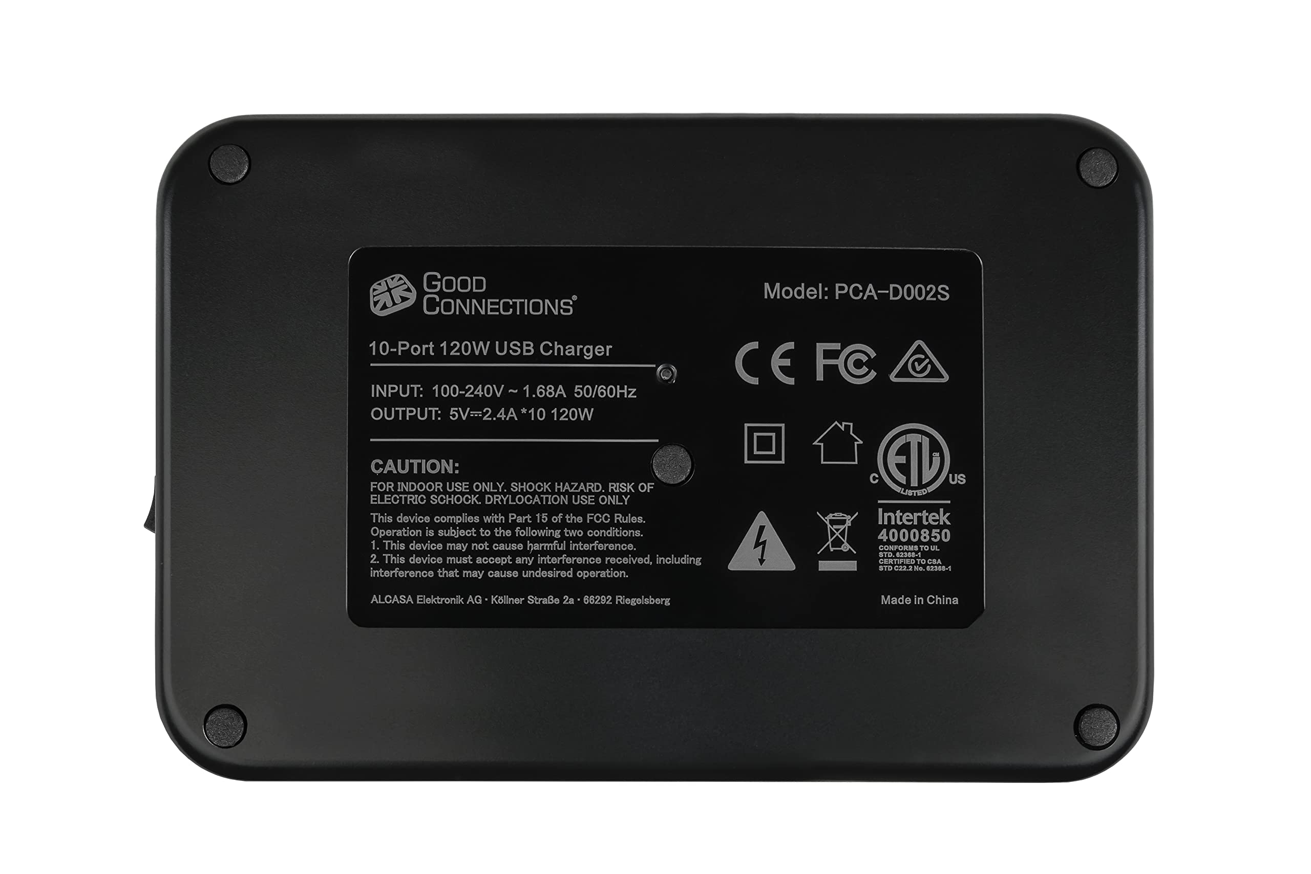 Good Connections Station de Charge Rapide USB 120 W - 10 Ports - 10 Ports USB-A - Charge de 10 tablettes/Smartphones de 12 W chacun (5 V 2,4 A) simultanément - Noir
