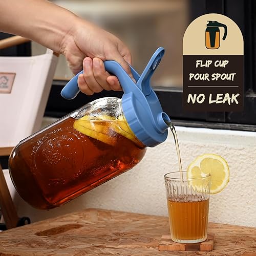 Miniatura 7 de Jarra de vidrio para leche materna de 32 onzas, jarra de boca ancha con tapa, contenedor de almacenamiento de jugo resistente a prueba de fugas de 1