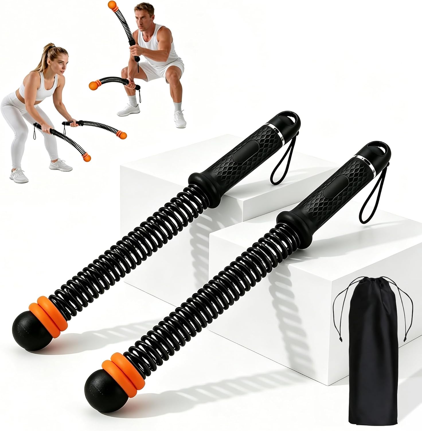 Ropeless Battle Ropes 2PCS with Resistance Bands, Portable Workout Rope for Home Gym, Adjustable Strength Training Equipment for Cardio, Boxing, HIIT, Full Body Exercise, Non-Slip Handles