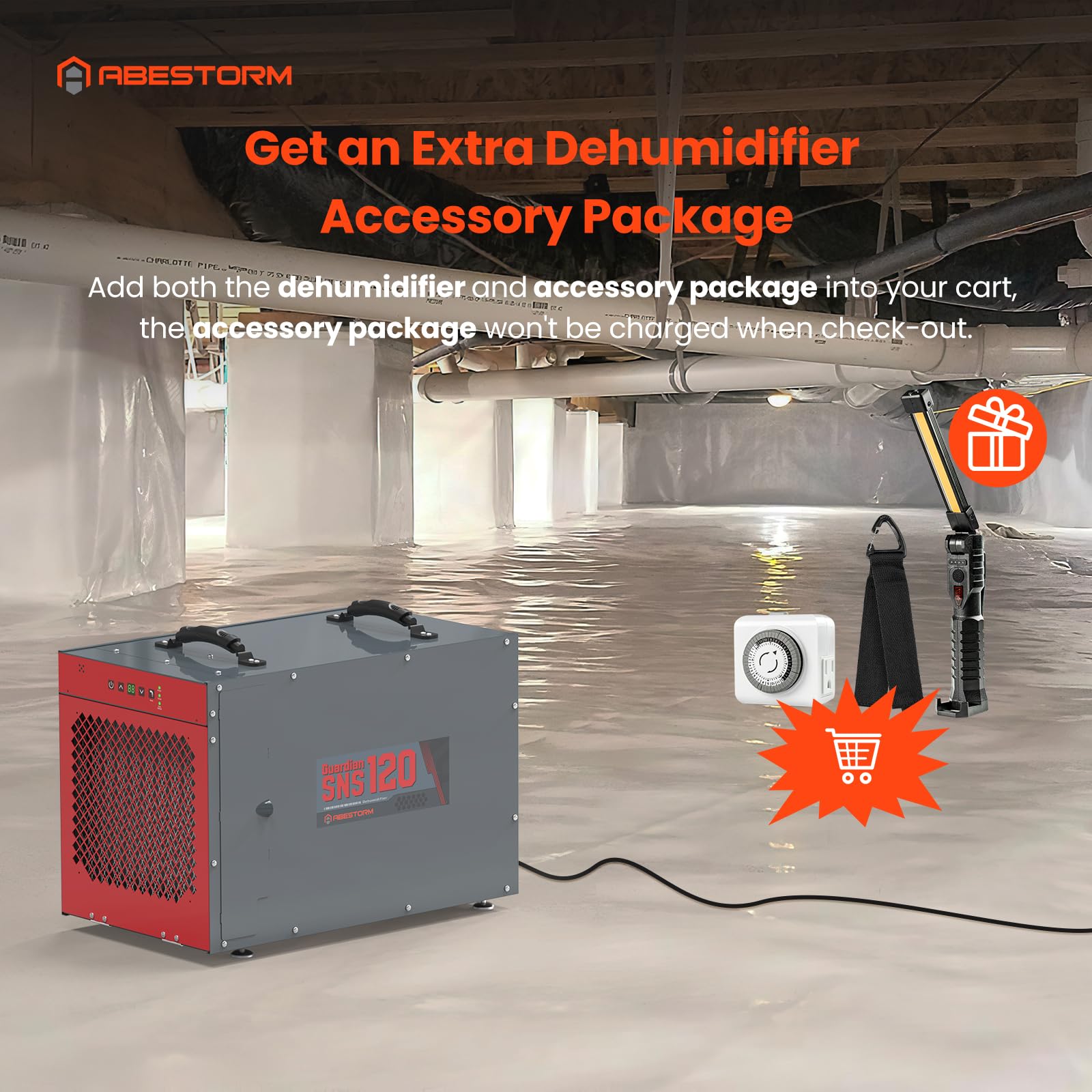 Abestorm 235 Pint Commercial Dehumidifiers for Crawl Space, Basement, Whole Homes up to 3,300 sq. ft, Water Damage Restoration Equipment with Pump and Drain Hose