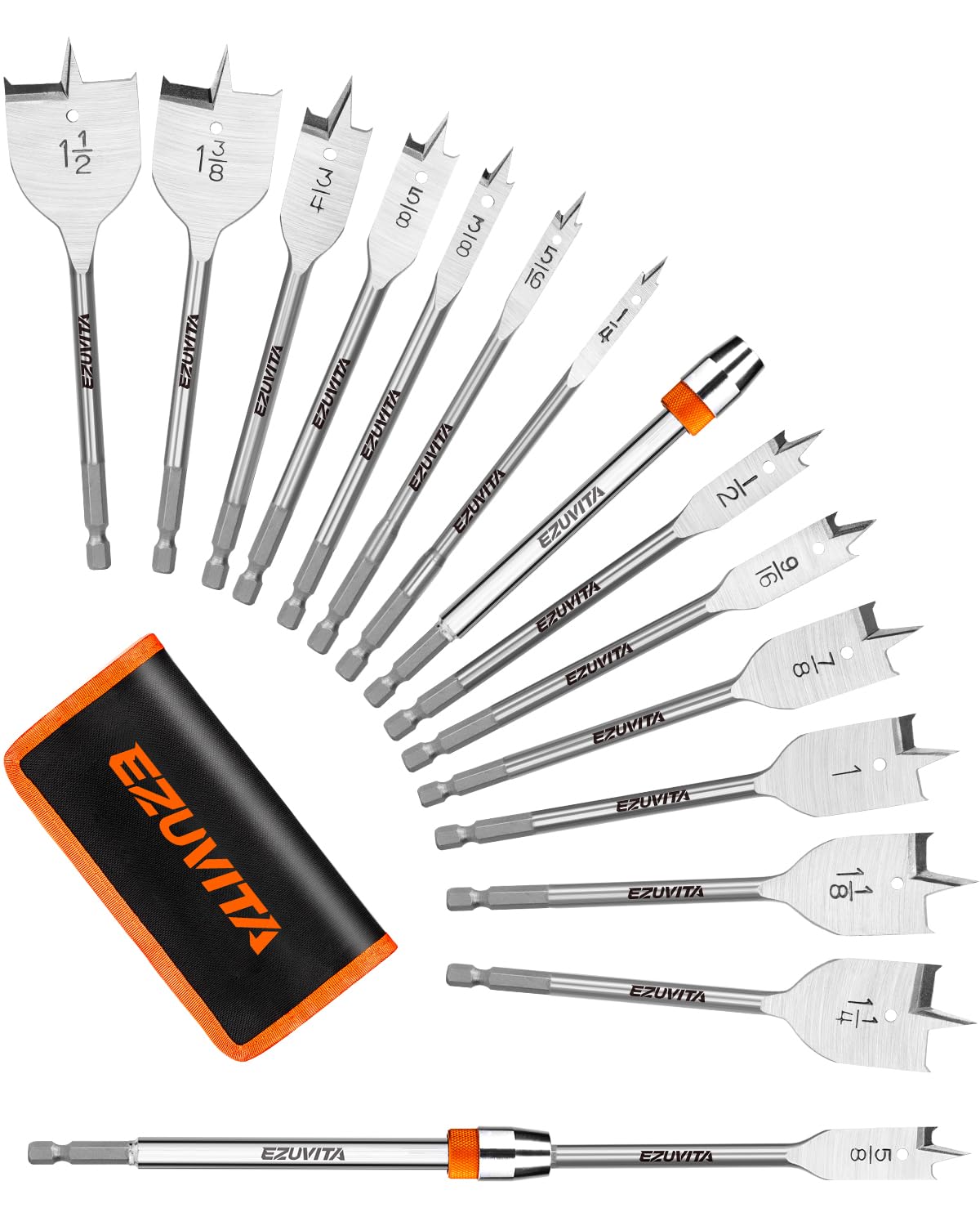 14-Piece Spade Drill Bits - Woodworking Set -1 14-Piece Spade Drill Bits - Woodworking Set -1