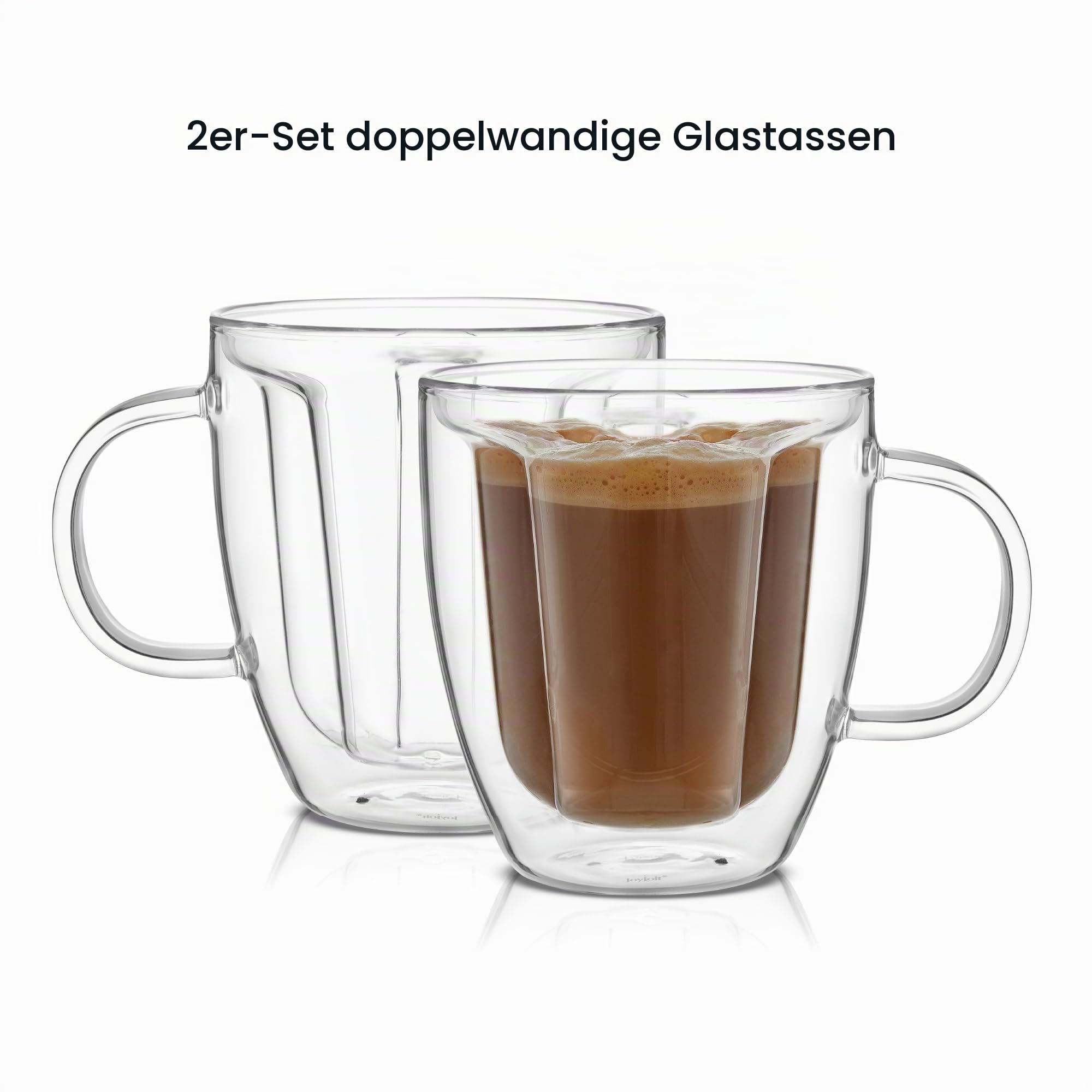 JoyJolt Disney Mickey Mouse 3D Glastassen 2er Set, 283.5 g Isolierte Doppelwand Glas Kaffeetassen mit 3D Design, Isolierte Disney Kaffeetasse Set, Einzigartige Tassen auch für Espresso