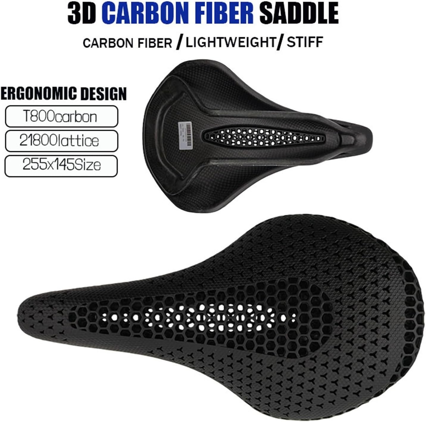 3D Printed MTB Saddle - 7x10 Size Bike Seating, Unisex Comfortable Bicycle Seat for MTB, Road, Gravel & Triathlon Cycling, Essential MTB Parts