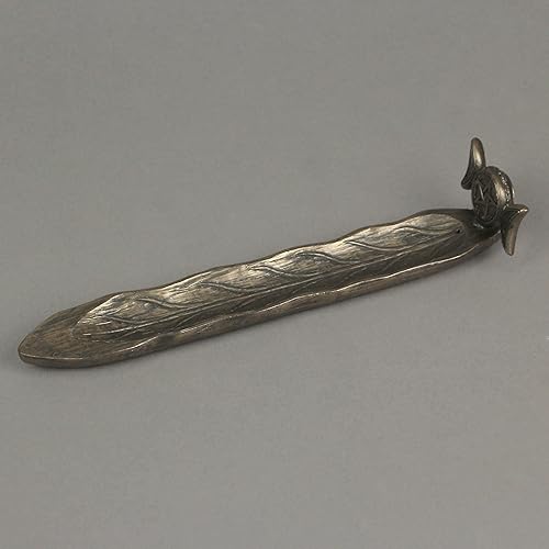 Miniatura 5 de Veronese Design 9 1/4 pulgadas de largo Triple Luna Diosa Sigil Pentagrama Incienso titular Escultura de resina bronceada fundida en frío