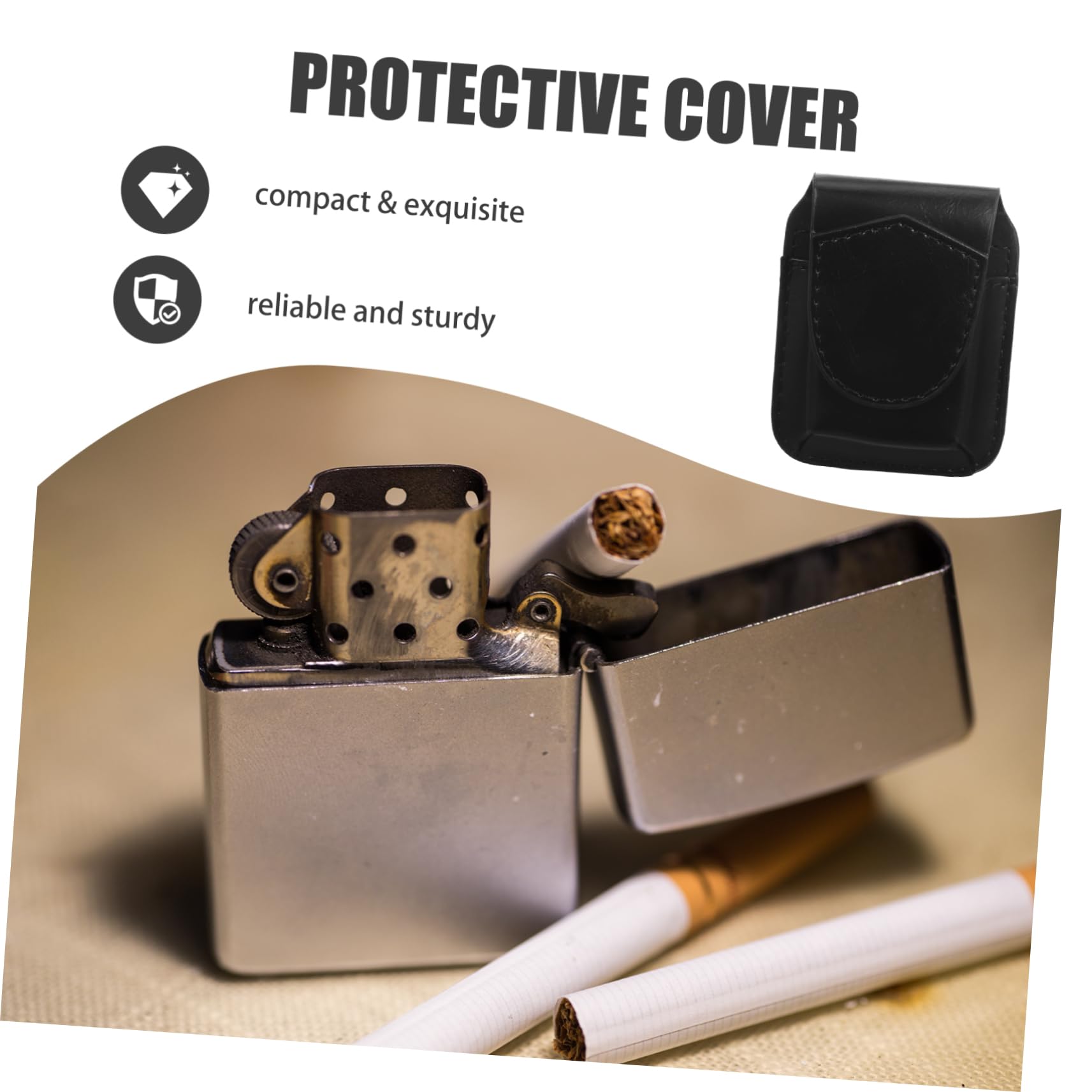 5pièces Étui Cuir pour Briquet Et Accessoire Pratique pour Fumeurs Rangement Portable Cuir