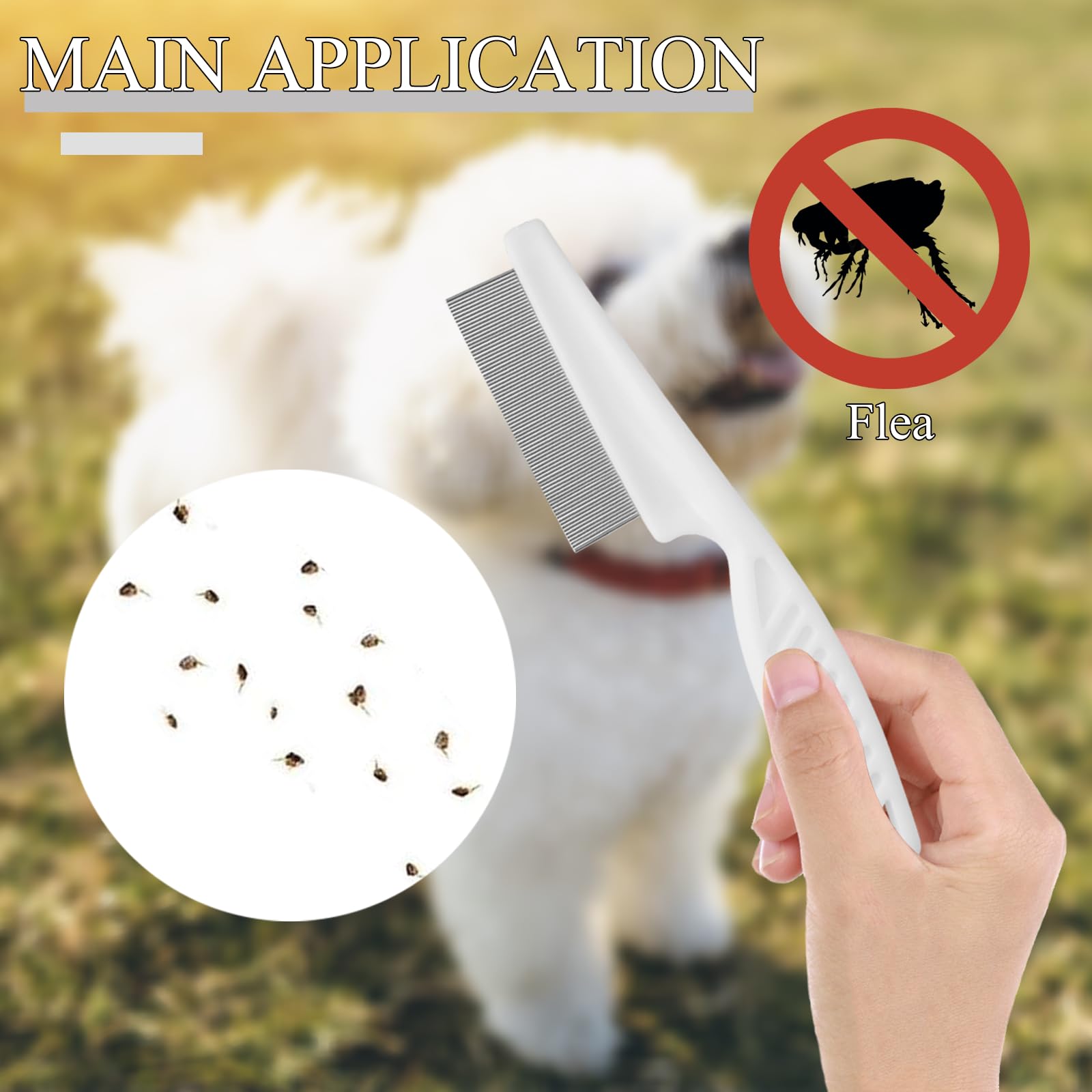 FlyWave Peigne pour Chien et Chat, Anti-Puces, Idéal pour Poils Longs et Courts, Démêle et Nettoie, Durable et Ergonomique, Convient à Tous Types de Poils