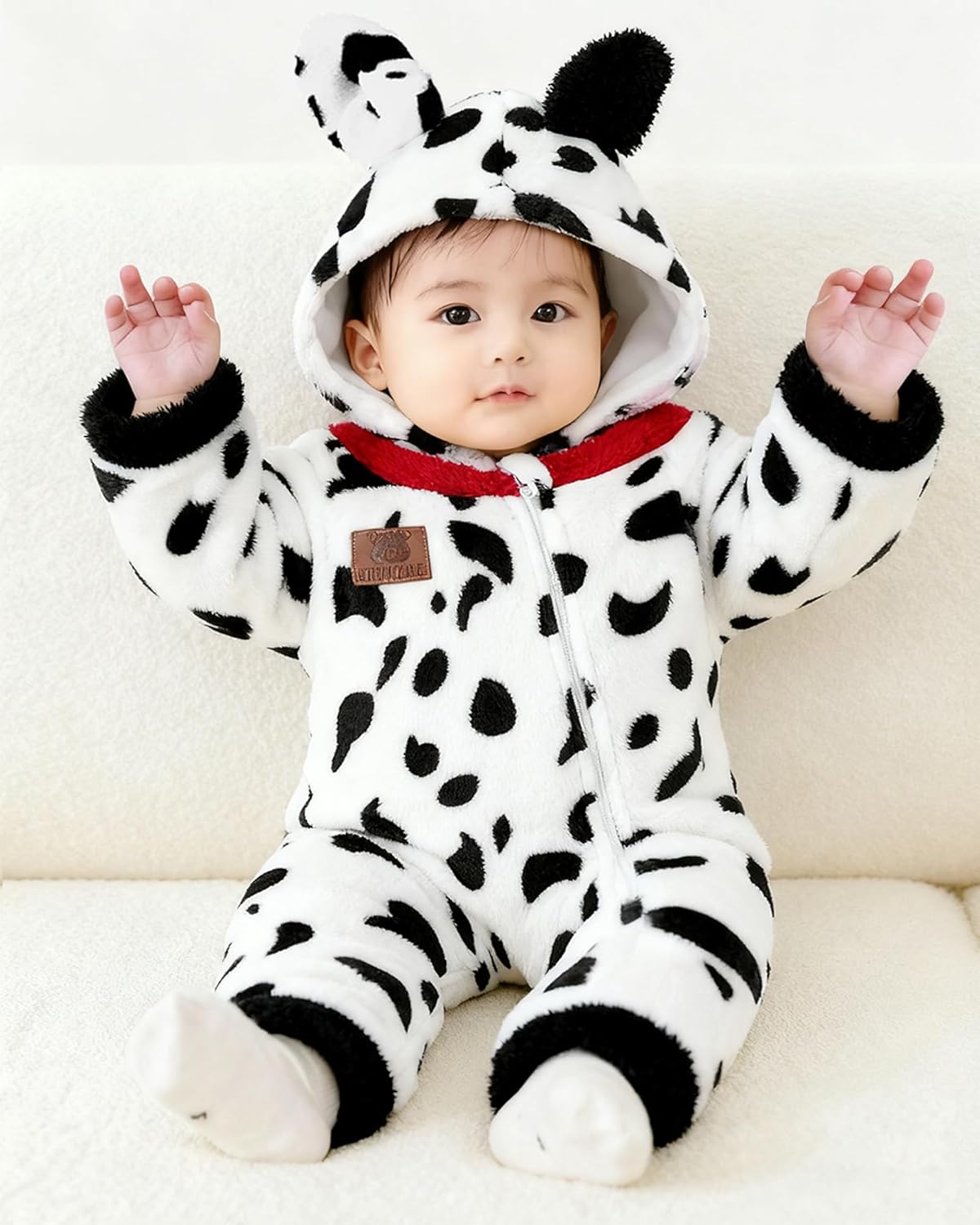 Redair Baby Winter Clothes Baby Onesie Plush Hooded Newborn Outfit Infant Costume for Newborn Boys Girls 0-18 Months - Image 4