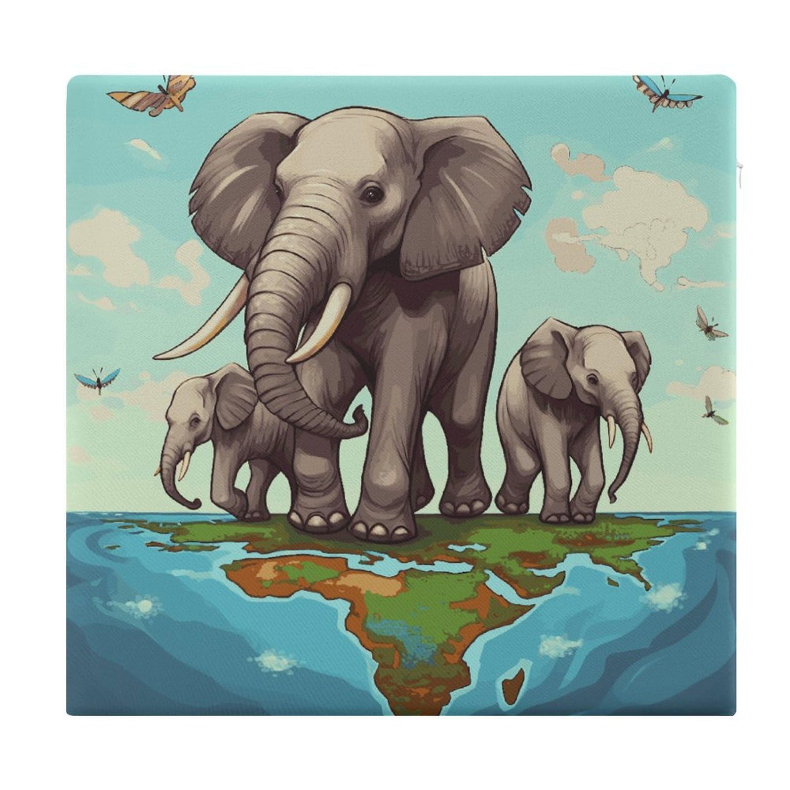 JTREHY Elephants Chair Cushions Non-Slip Bar Stool Cushions Ultra Soft Warm Memory Foam Meditation Cushion Removable Large Square Seat Cushions for Dining Chair 15x14In