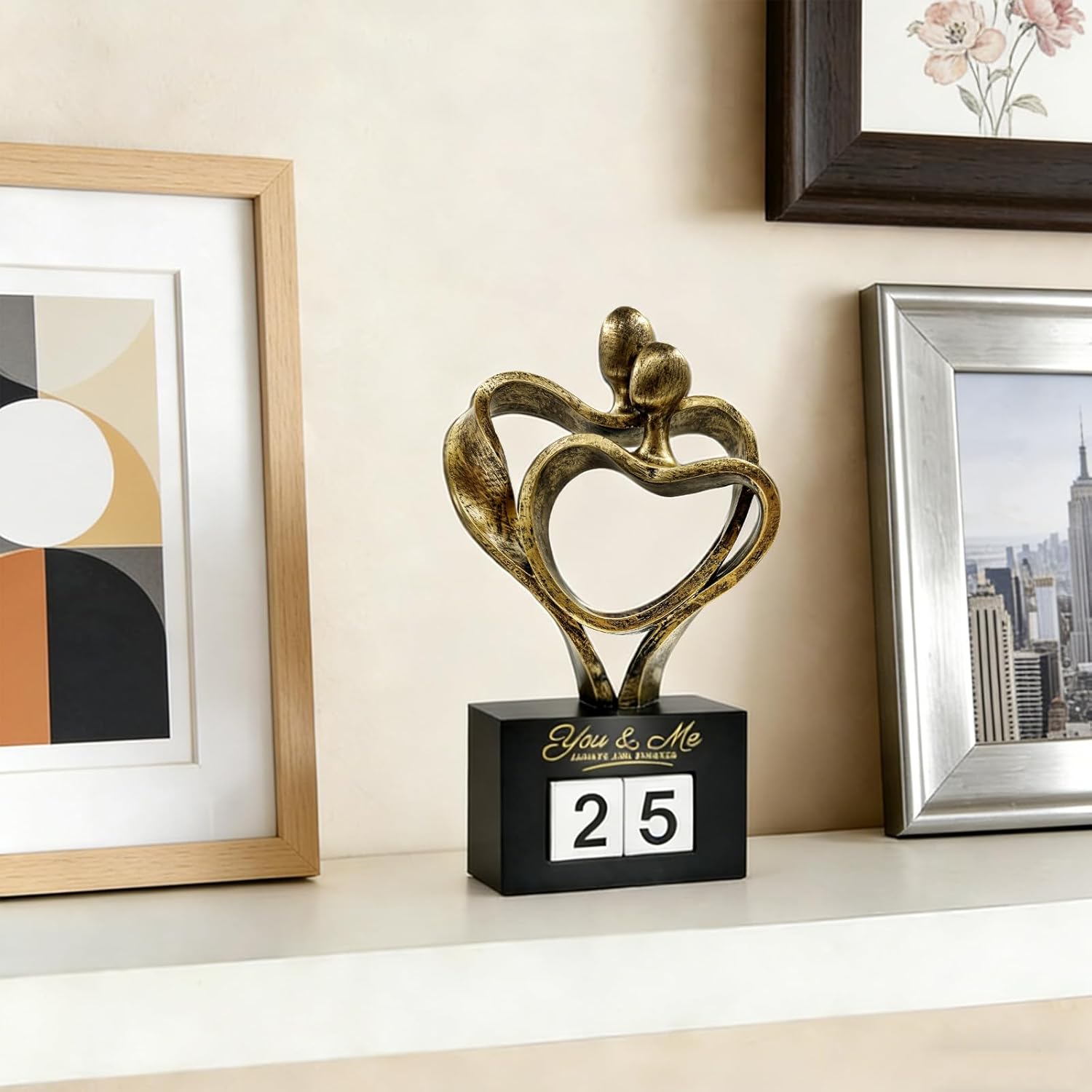 Anniversary Wedding Gift Couple Sculpture10th 25th 50th Romantic Love Statue for Her Him Wife Parents, Ideal Gift for Valentine's Day Birthday, Perfect for Home Office Shelves Desktops Mantles Decor - Image 4