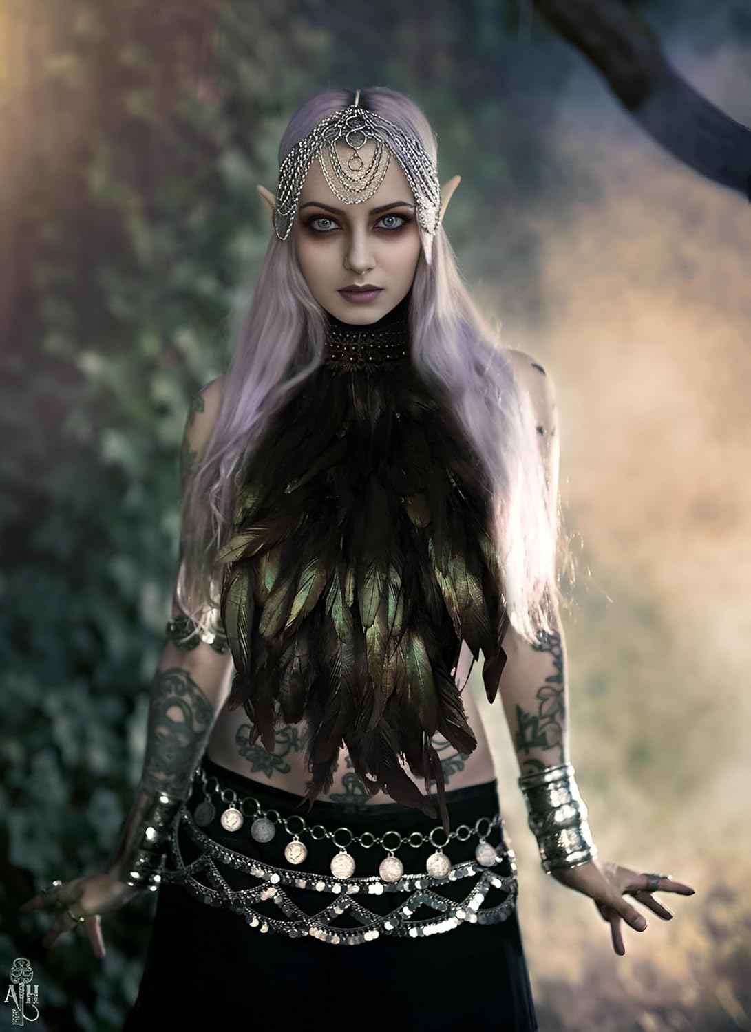 HOMELEX Feather Cape Shawl Costume Witch Wings Collar Adult Crow Neck - Image 2