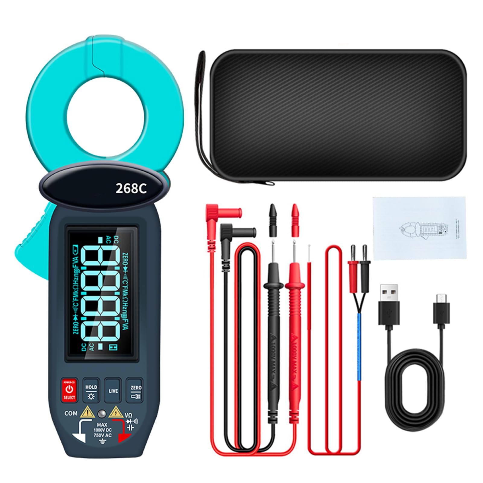Matybobe Digitales Zangenmultimeter TRMS Spannungsprüfer 5999 Zählwerte für Elektriker, Auto und Heimgebrauch