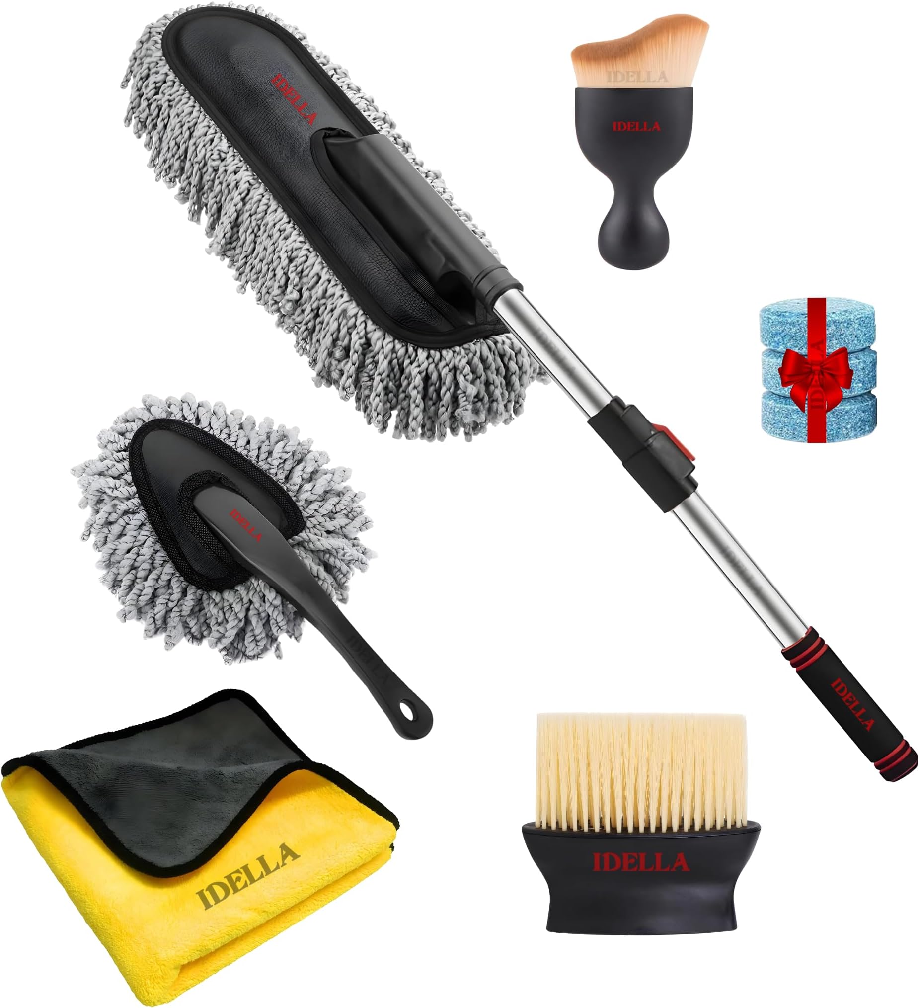 IDELLA Car Duster, Extendable Long Handle Microfiber Car Duster Exterior Scratch Free Car Cleaning Tool, Car Dust Brush for Truck,SUV, RV, Motorcycle, Vehicles Cleaning, (CAR Duster 5 PCS Set)