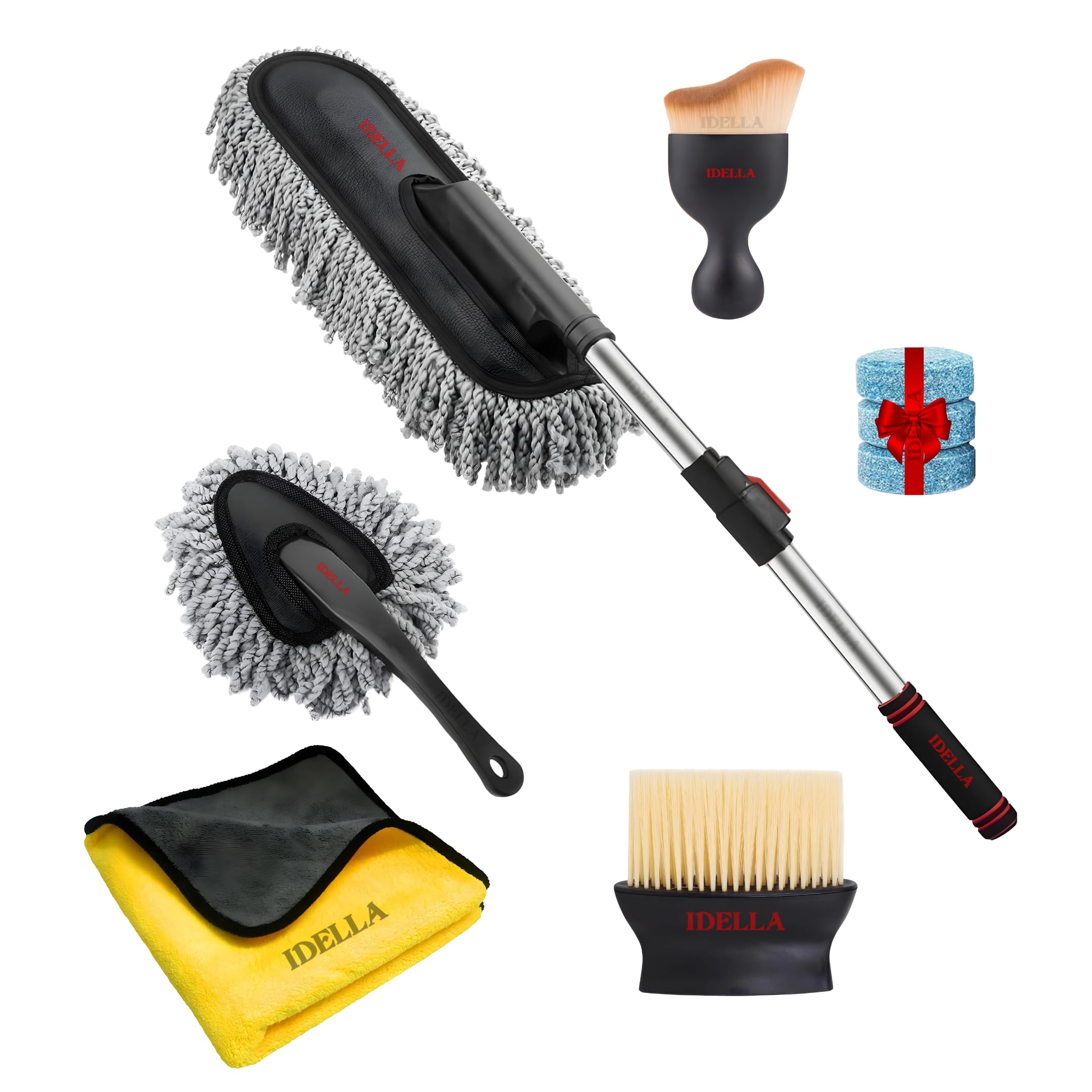 IDELLA Car Duster, Extendable Long Handle Microfiber Car Duster Exterior Scratch Free Car Cleaning Tool, Car Dust Brush for Truck,SUV, RV, Motorcycle, Vehicles Cleaning, (CAR Duster 5 PCS Set)