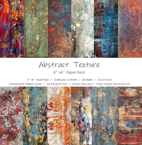 Vondyu 24 Sheets Brunge Patina Theme Mixture Scrapbooking Paper Diy Origami Single-Sided Designer Paper Pad For Card Making, Colored Cardstock Scrapbook Decorative Craft Papers - 6" X 6" #TOP20