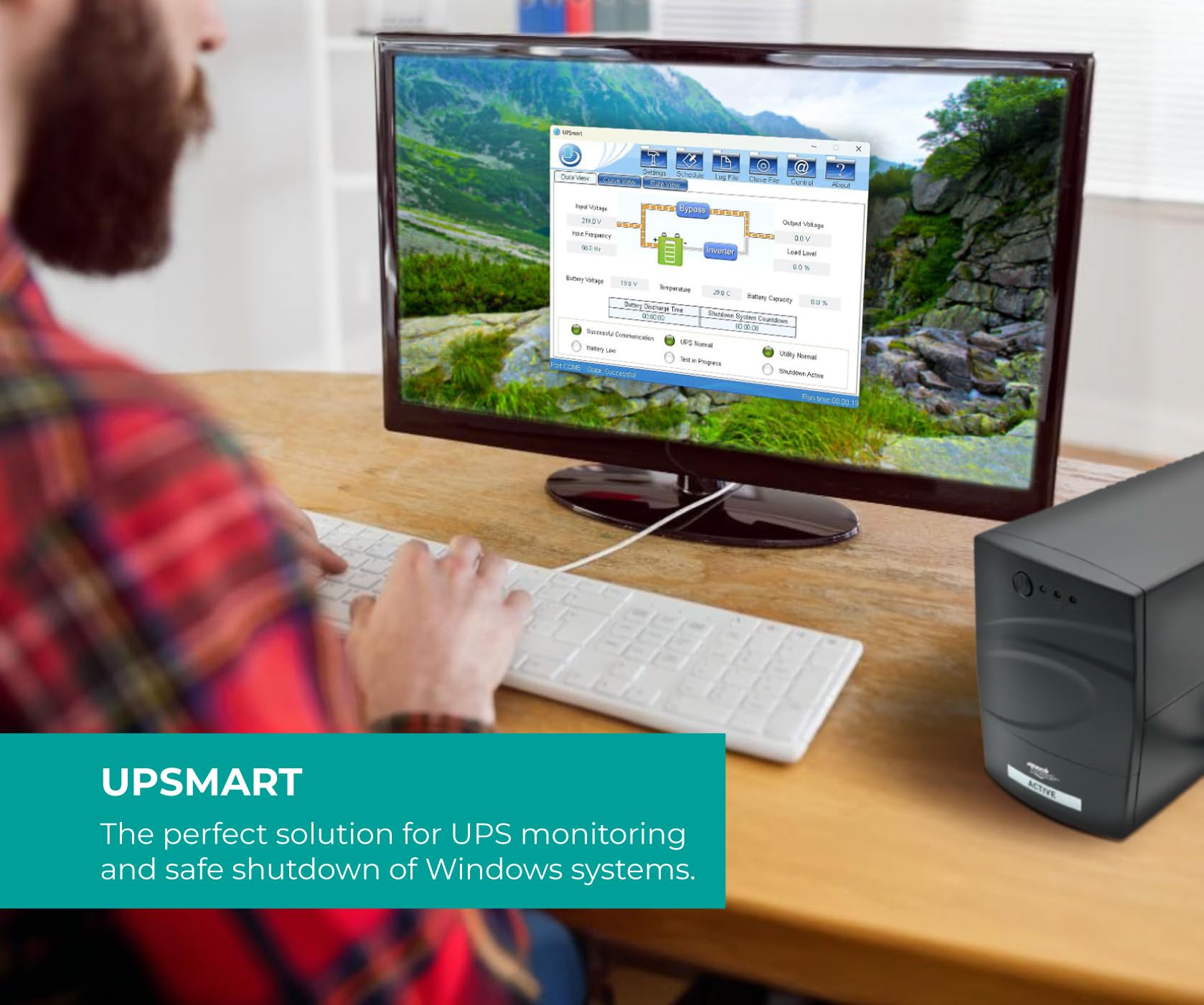 Sistema de alimentación ininterrumpida para PC y hogar - UPS Line Interactive 1000VA/510W, estabilizador de tensión, 1 batería 12V/8Ah, 2 Salidas Schuko/Ita UPS-LIT10P (1000VA/510W)