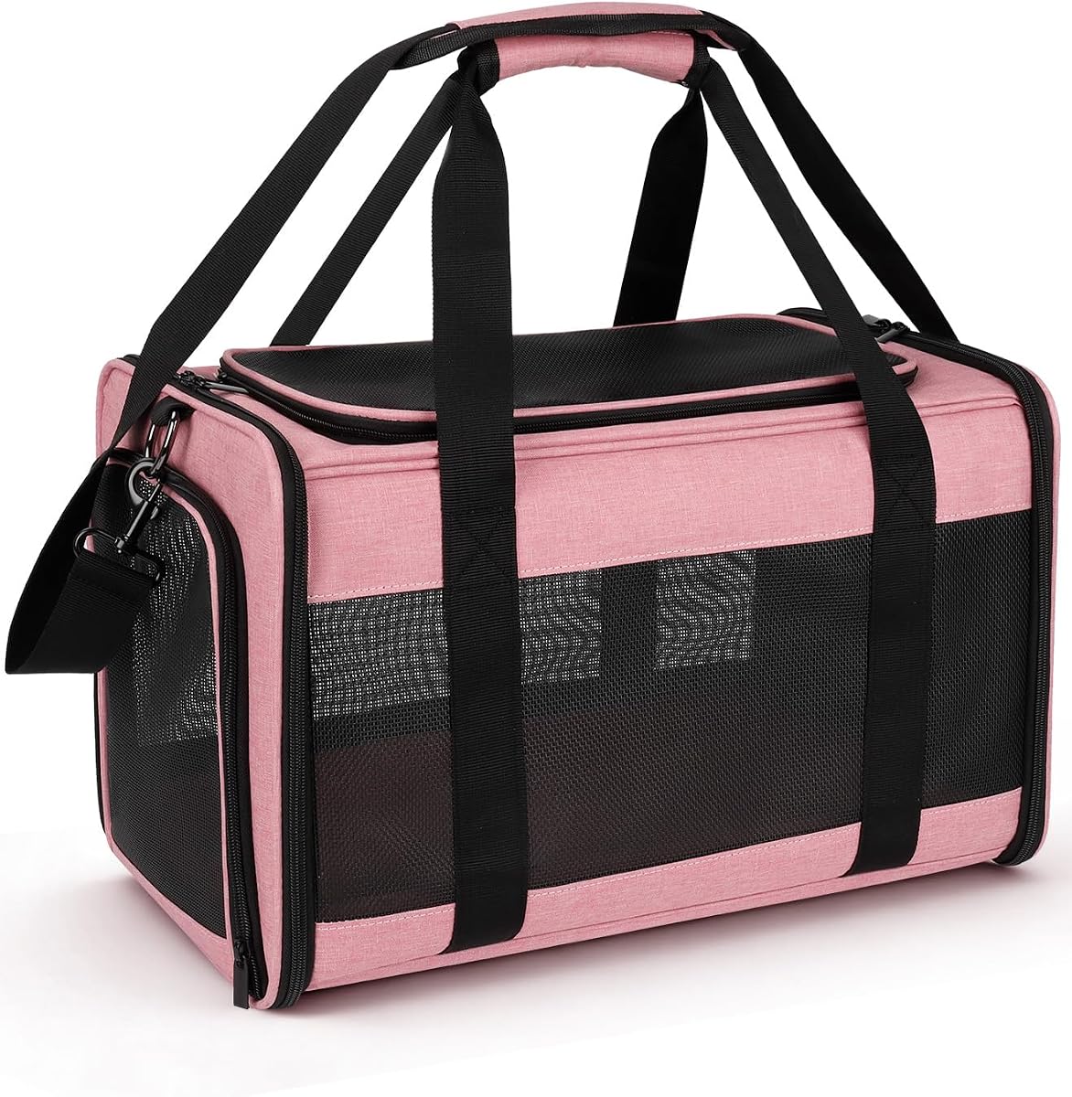 Cat Carrier Dog Carrier for Pets Up to 16 Lbs, Soft-Sided Pet Travel Carrier for Cats and Small Dogs, Airline Approved Pet Carrying Case with Shoulder Strap & Removable Mat - Pink