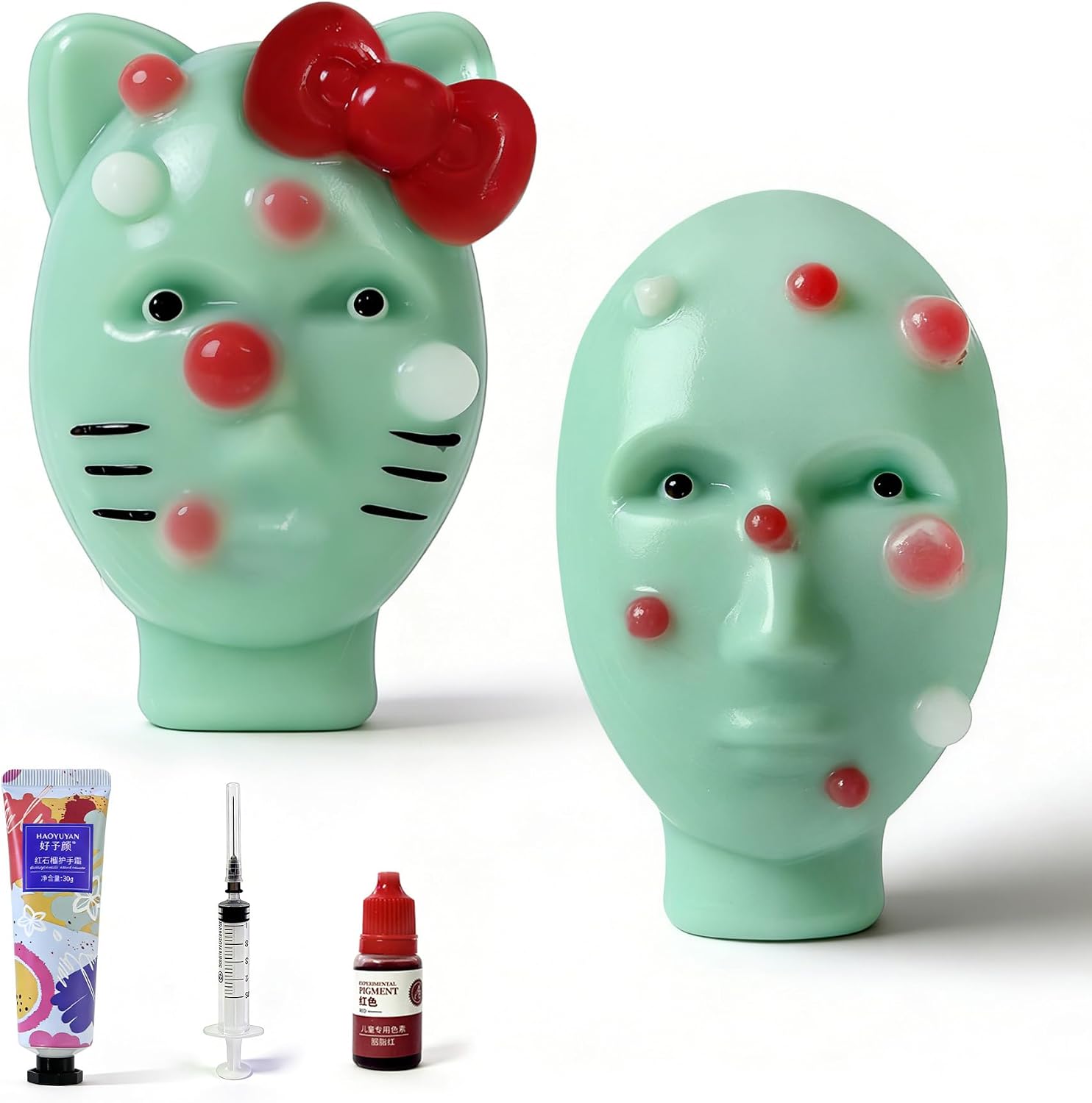 2 PCS Pimple Popping Toy, Fidget Toys,Squishy Toys Pimple Popper Toy Face with Filler Tools Novelty Stress Relief Toy Reusable Self-Filling Christmas Stockings Gifts for Women Man Adults Teens
