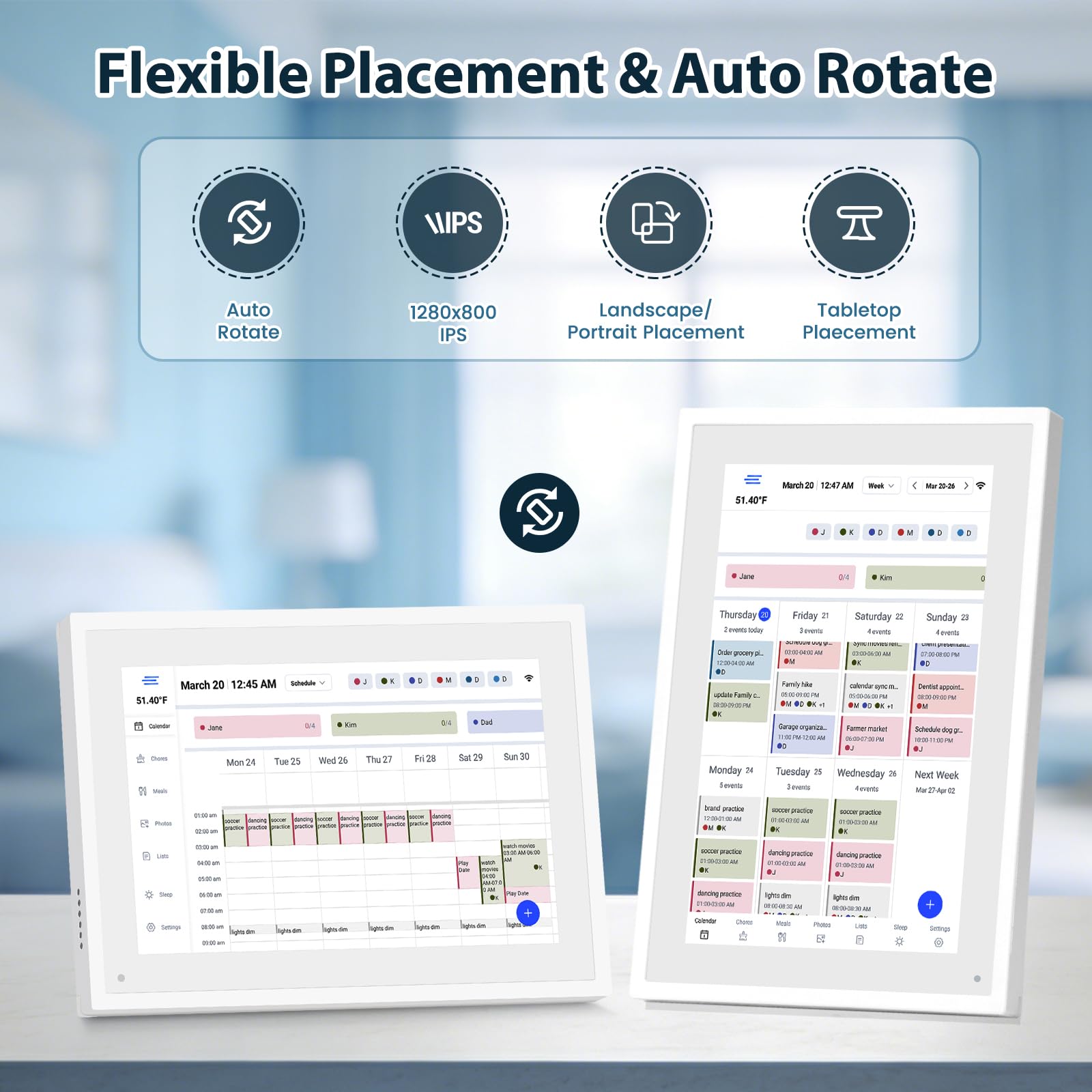 15.6 Zoll Digitaler Kalender Wand | digitaler familienplaner groß mit Aufgaben & Belohnungssystem, Bilderrahmen | Synchronisiert mit Google & Outlook | Wand- & Tischhalterung inklusive