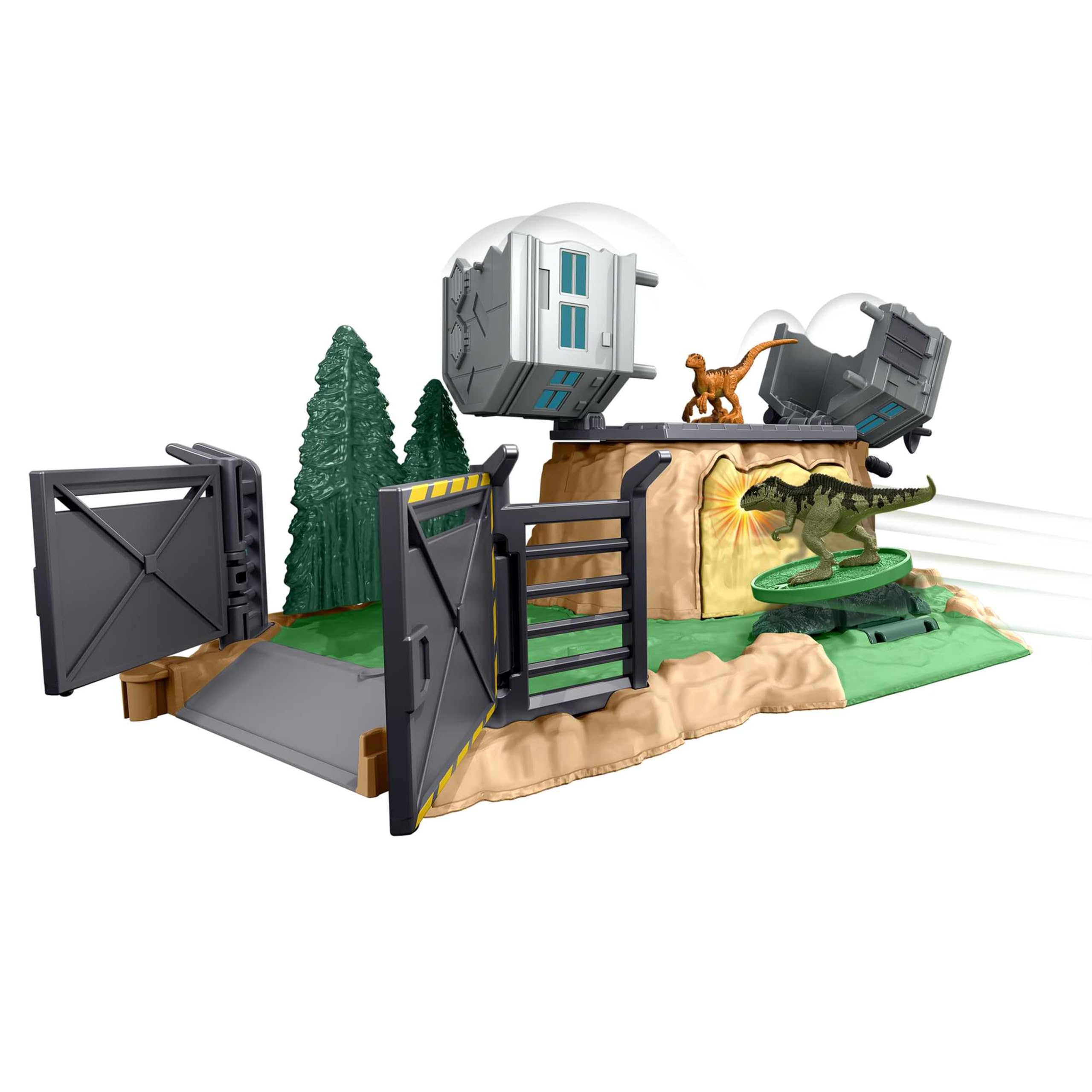 Jurassic World Minis Set de juego Ataque del dinosaurio gigante Dinosaurio con accesorios de juguete, regalo para niños +4 años (Mattel HFF12)