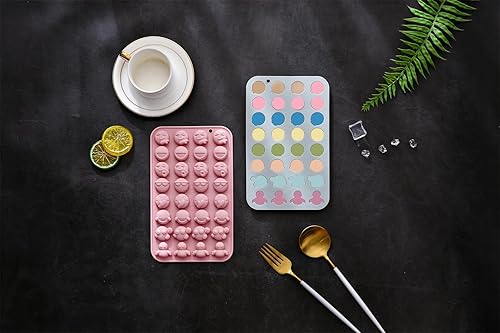 Miniatura 3 de Paquete de 2 moldes de silicona con forma de cara sonriente, 32 cavidades 3D con temática de expresión facial para hornear, bandeja de cubitos de