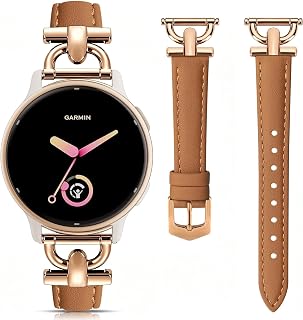 Leather Band Compatible with Vivoactive 5 watch band/Vivoactive 6/3/3, Dressy Fancy Strap for Venu Sq 2/Forerunner 55/165/245/645 for Women