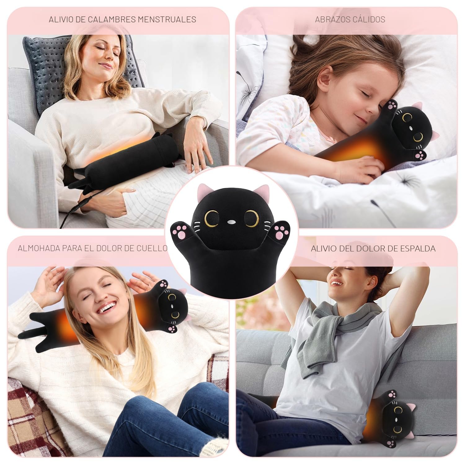 Manta eléctrica para gatos con apagado automático, almohadilla térmica USB para períodos, manta de calor para el cuello, la espalda, los hombros y el abdomen, regalos navideños para mujeres, niñas y