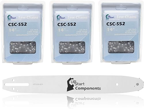 Combo de barra de remache simple de 14 pulgadas y cadena semicincel de 14 pulgadas para motosierra ECHO CS-330T (14 pulgadas de longitud, paso de 38