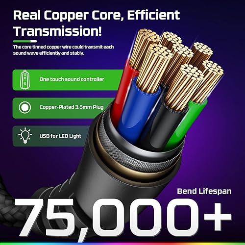 Miniatura 4 de FC100 Auriculares para juegos con micrófono para PS4PS5PCNintendo Switch, Xbox One Headset con luz RGB, auriculares para computadora gamer con