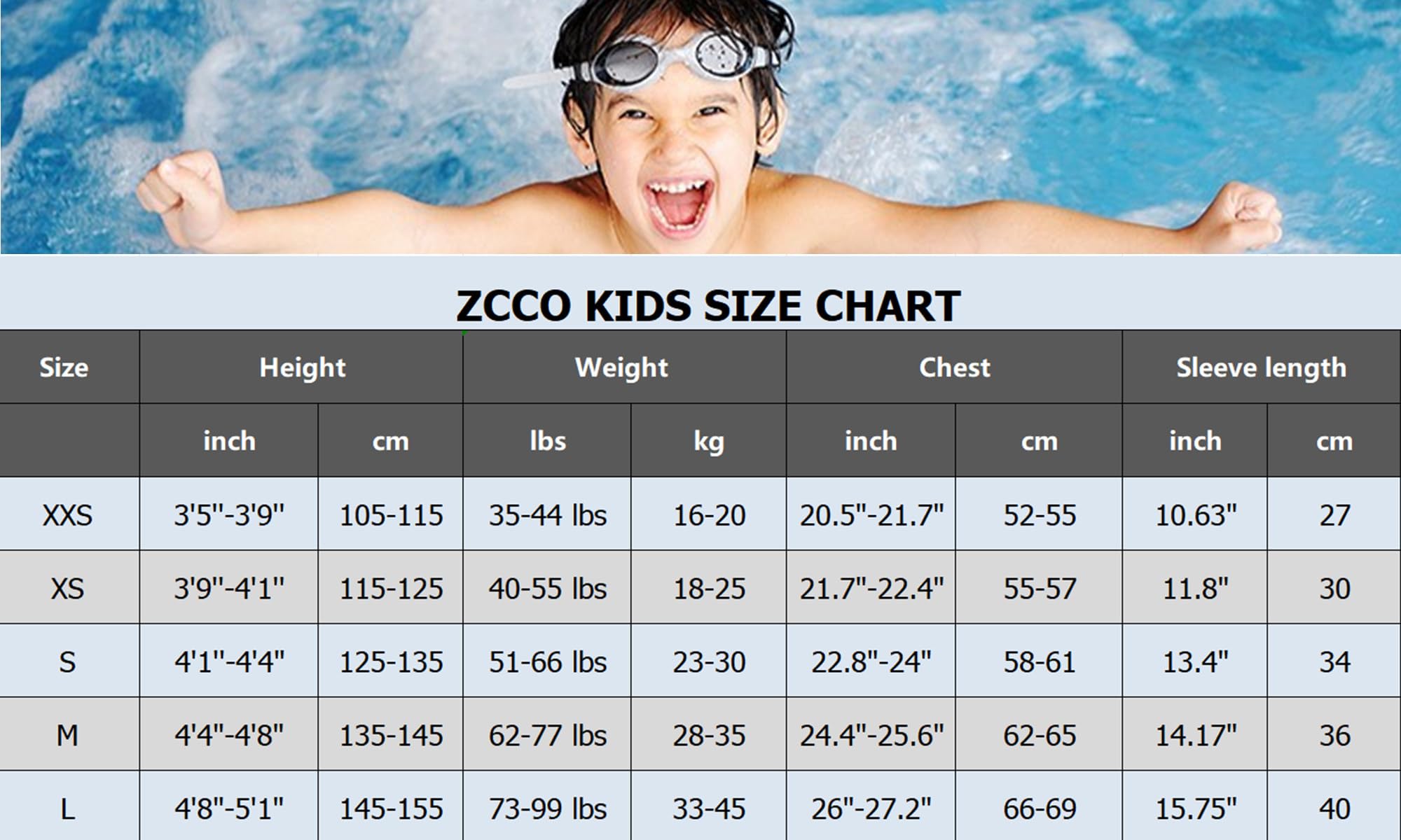 Combinaison pour Enfants ZCCO, Maillot de Bain Thermique en néoprène de 2,5 mm, Maillot de Bain pour Jeunes garçons et Filles Costume Chauffant à Manches Longues