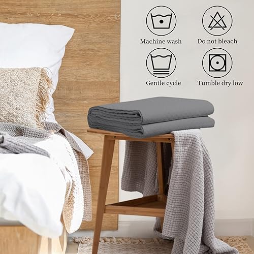 Miniatura 6 de HollyHOME Colcha acolchada de lujo a cuadros, súper suave, color gris oscuro, matrimonialqueen