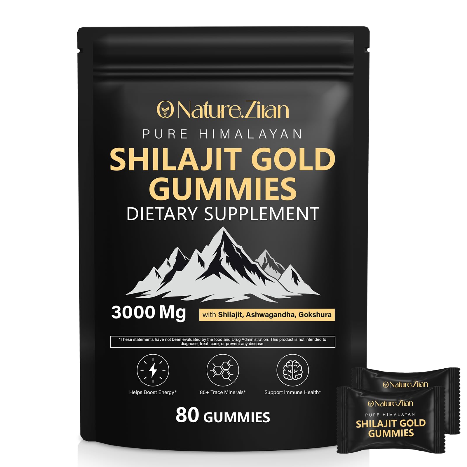 Shilajit Gummies for Men & Women - Shilajit Gold Gummies Rich In Ashwagandha, Gokshura with 85+ Minerals, Authentic Flavor,Organic, Zero Sugar & Vegan, 100% Natural - 80 Count (80 Count (Pack of 1))
