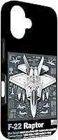 Vista 3 de F22 Raptor Fighter Jet Blueprint - Funda para iPhone 16, diseño técnico y especificaciones